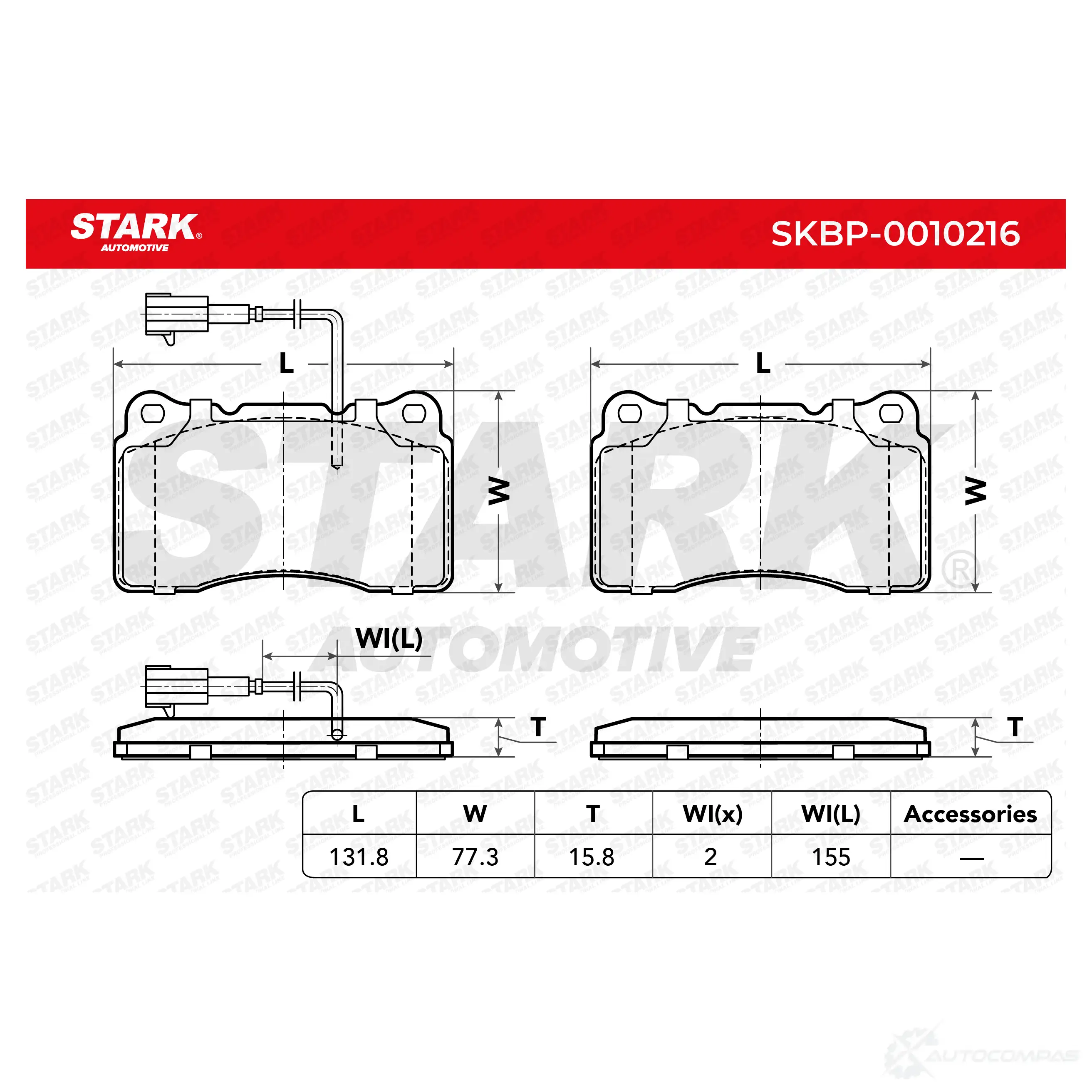 Тормозные колодки, комплект STARK BPSS G0 1437782437 skbp0010216 изображение 2