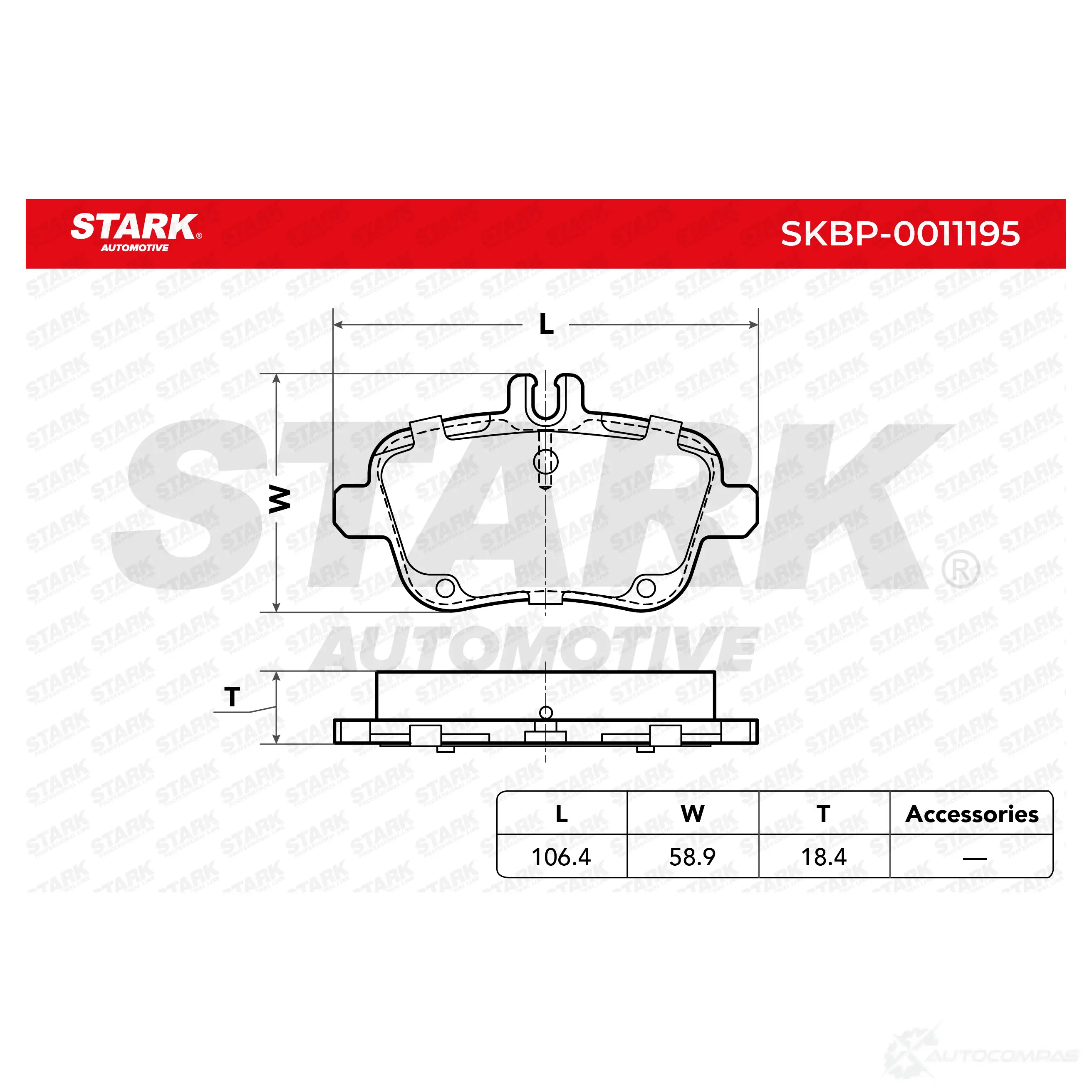 Тормозные колодки, комплект STARK skbp0011195 ZXU9O Q 1437780757 изображение 1