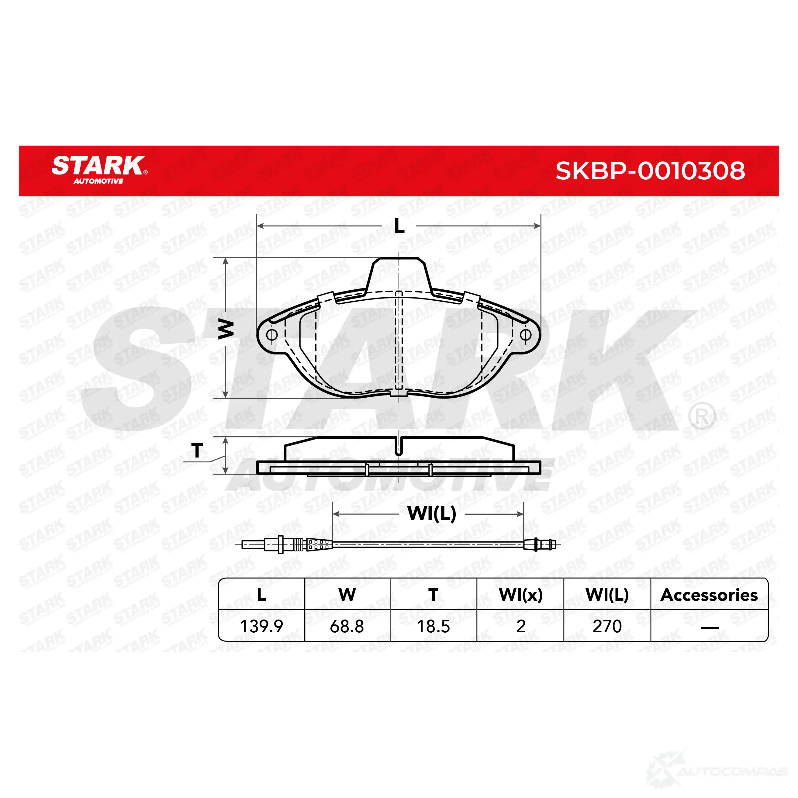 Тормозные колодки, комплект STARK 1437783192 O7KDP I skbp0010308 изображение 2