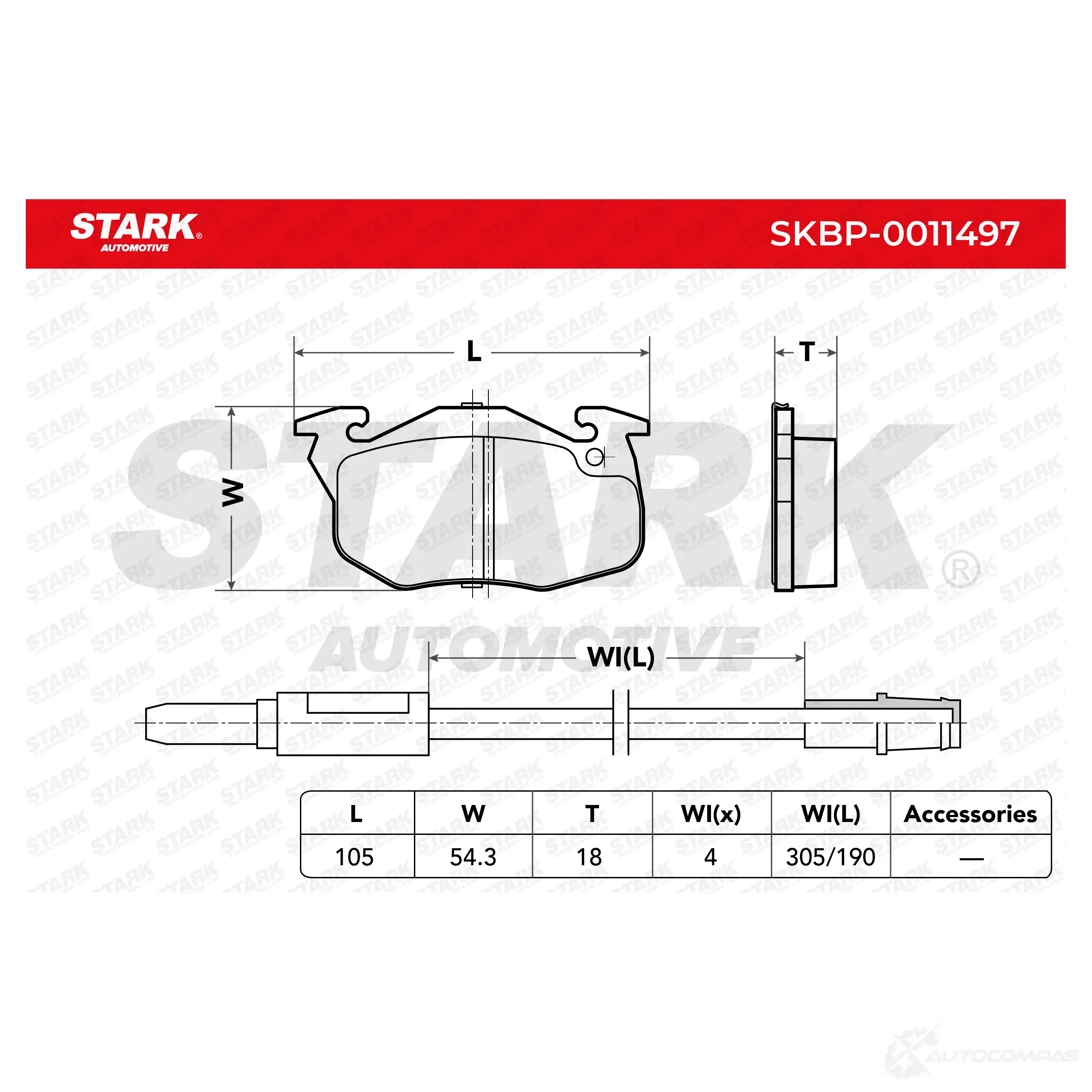 Тормозные колодки, комплект STARK skbp0011497 1437779987 I2 OPT изображение 1