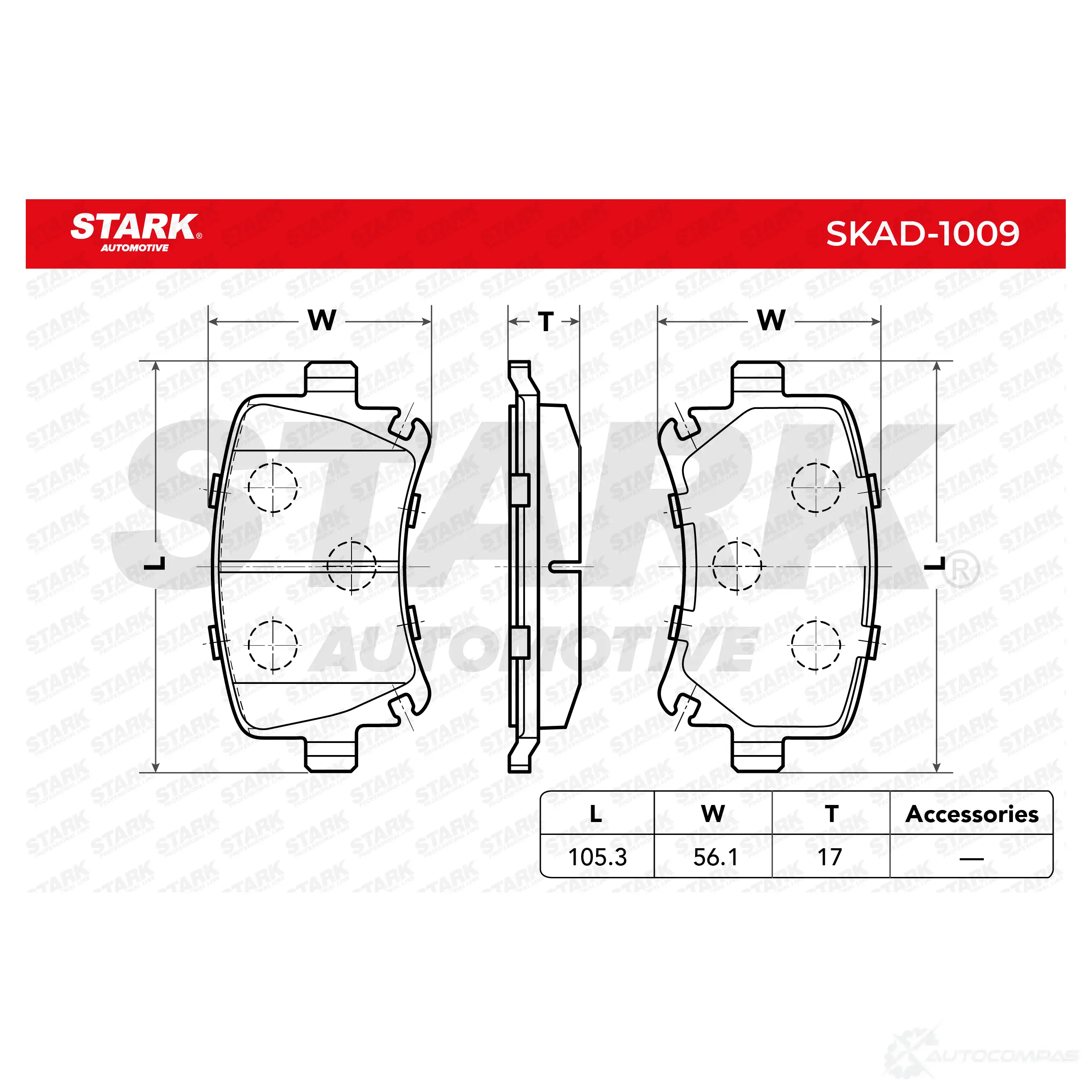 Тормозные колодки, комплект STARK 1437779435 GJ3 VN skad1009 изображение 1