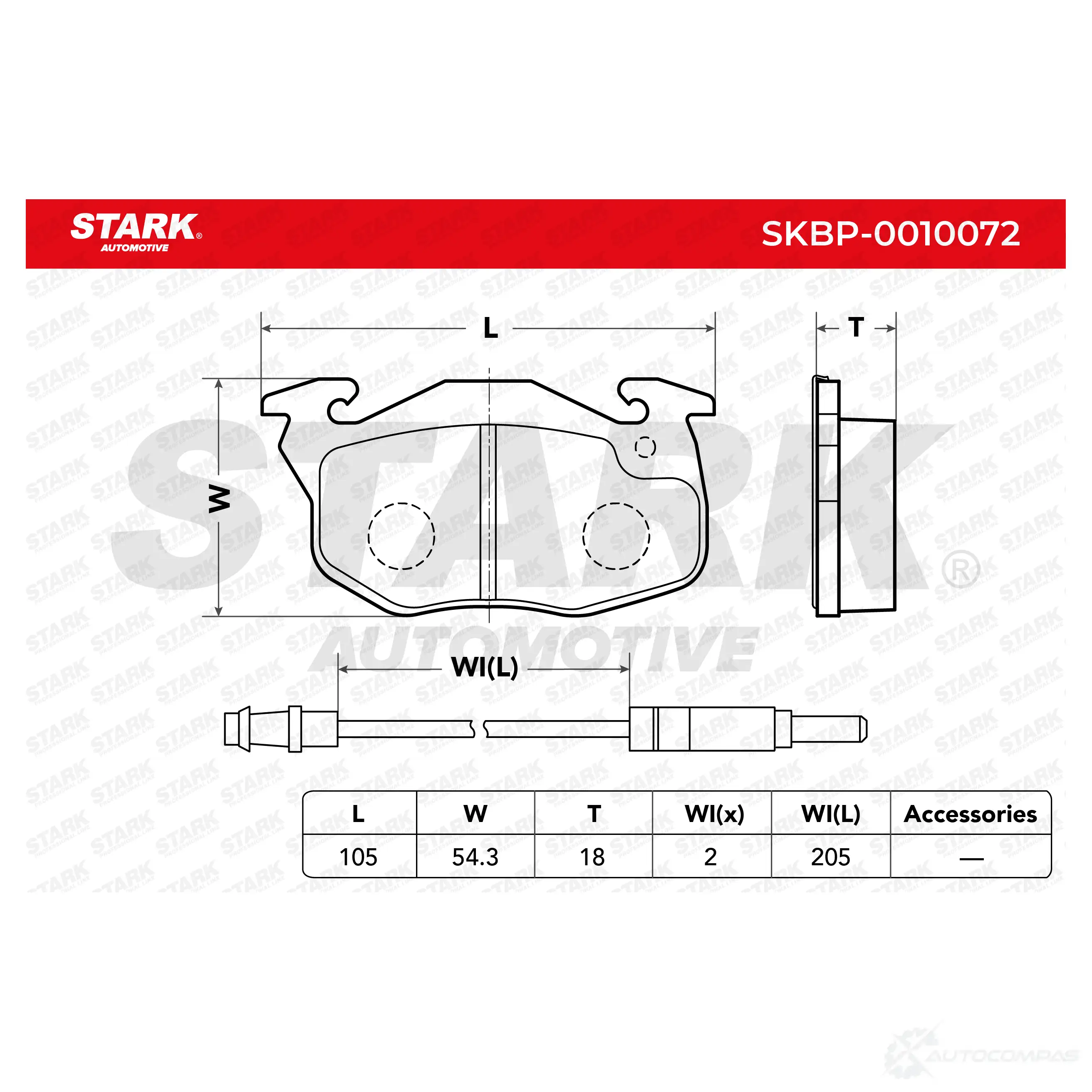 Тормозные колодки, комплект STARK 1437779828 S 7KFVJ skbp0010072 изображение 2
