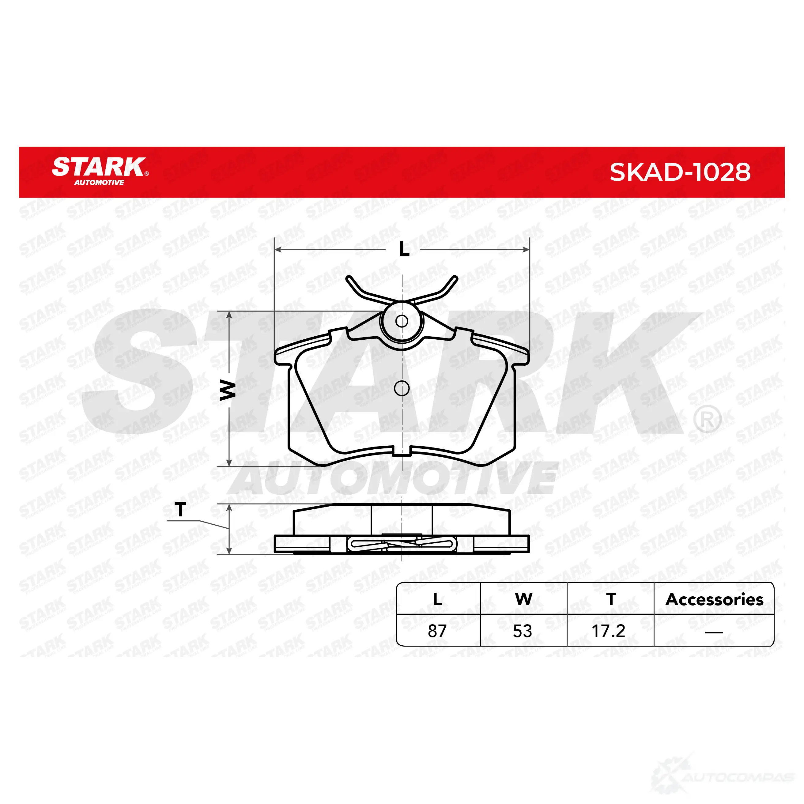 Тормозные колодки, комплект STARK 1437779854 A 3NNT4 skad1028 изображение 3