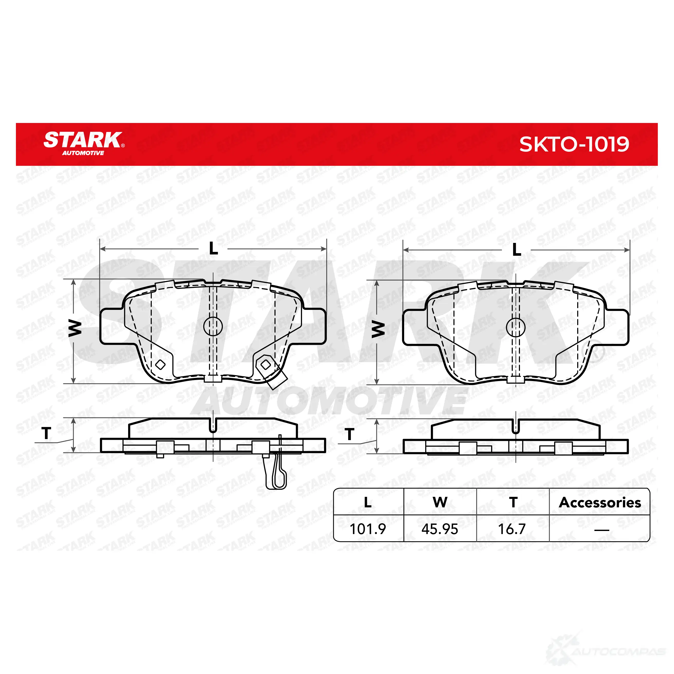 Тормозные колодки, комплект STARK skto1019 P 4RBH 1437777302 изображение 1