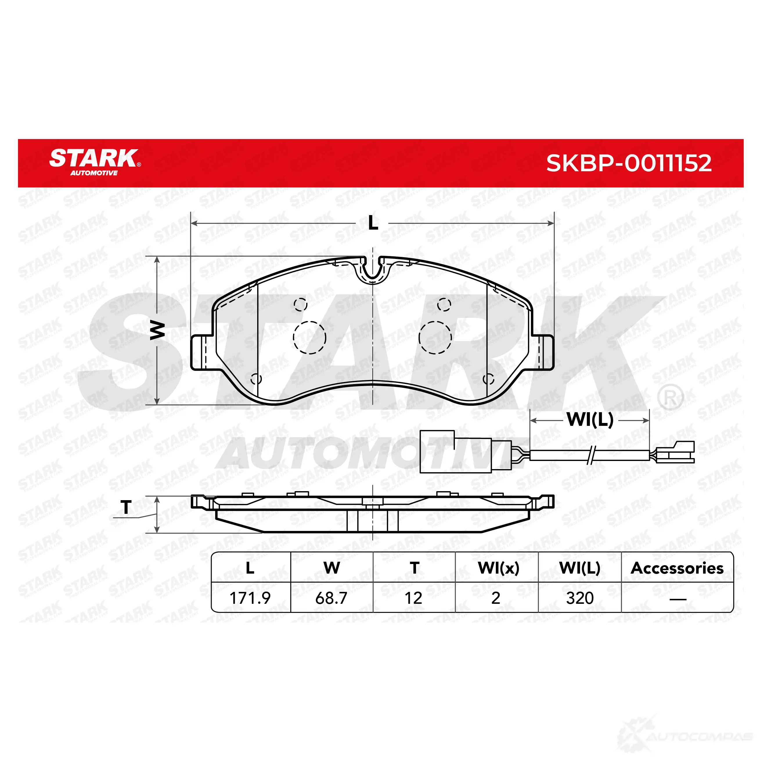Тормозные колодки, комплект STARK 1437776742 skbp0011152 2S6J 5 изображение 1