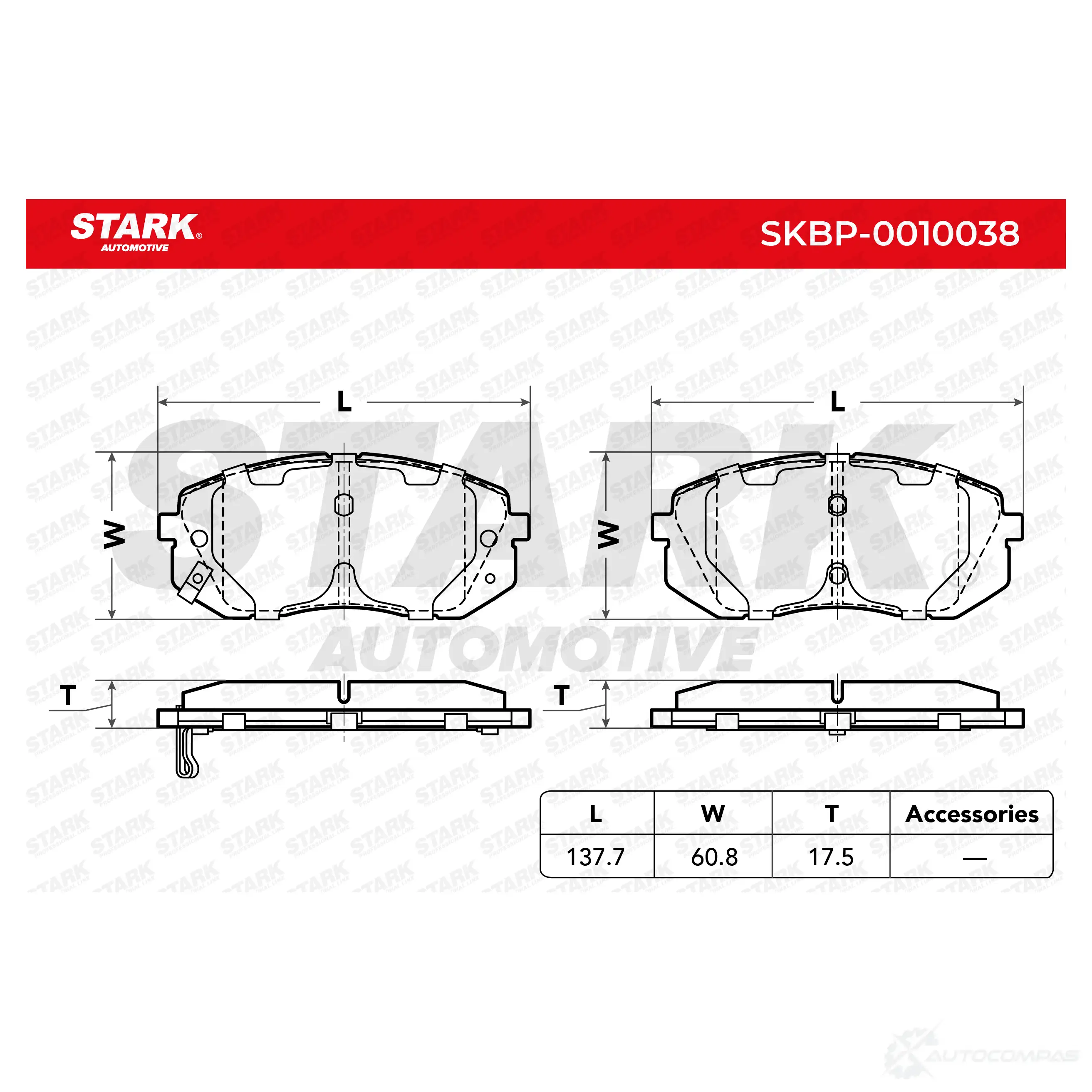 Тормозные колодки, комплект STARK L GMQ2 skbp0010038 1437783184 изображение 1