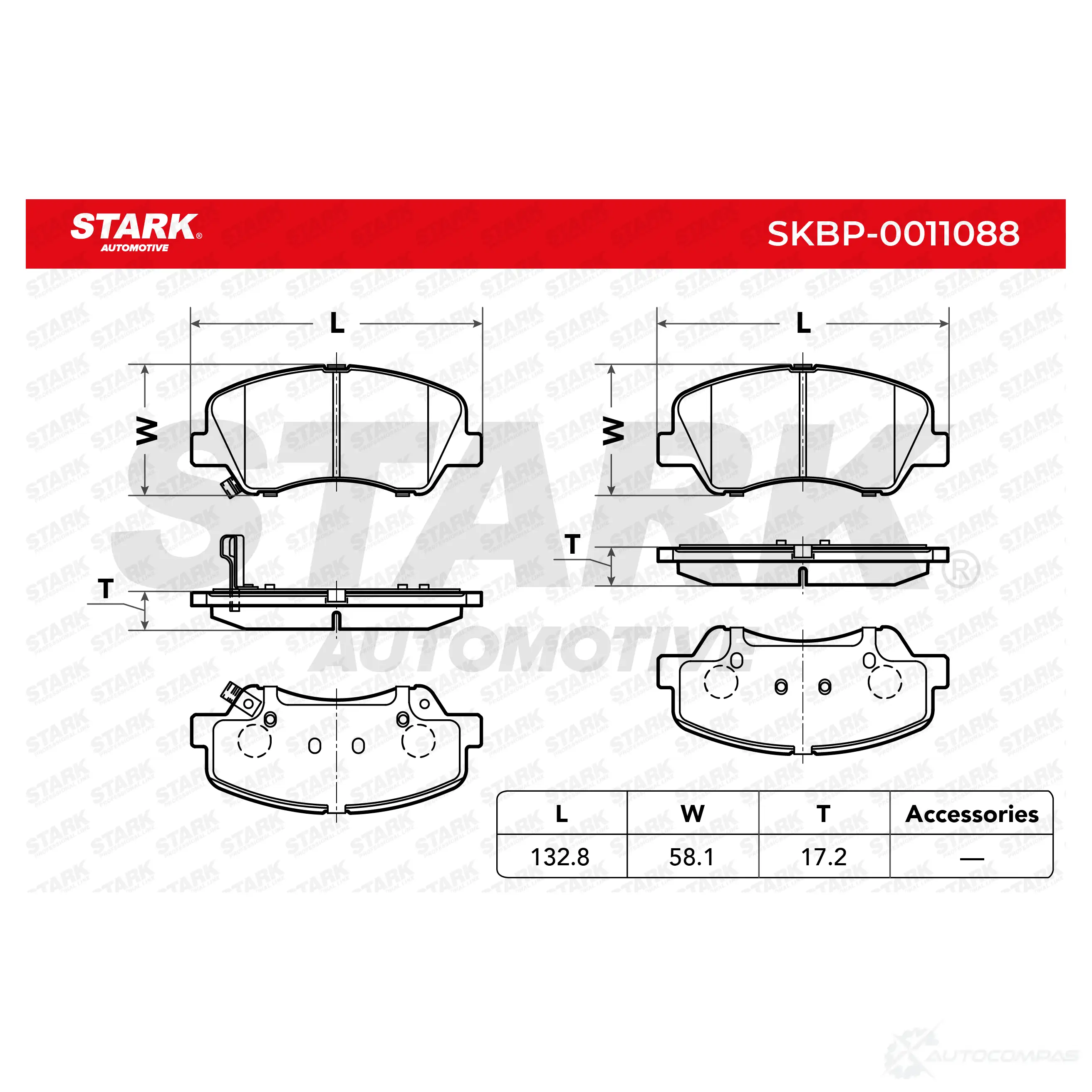 Тормозные колодки, комплект STARK skbp0011088 1437782458 5HQ RJ изображение 2