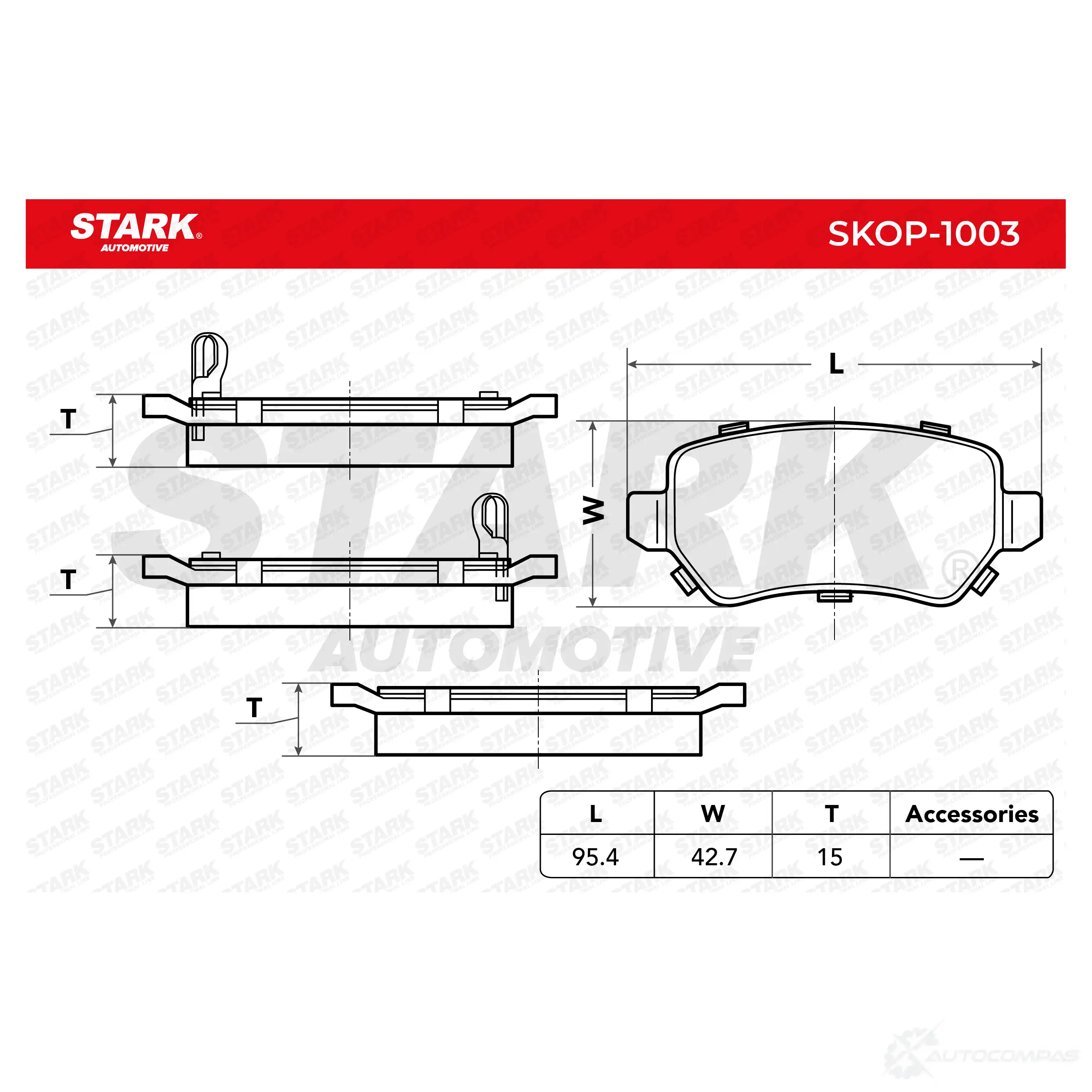 Тормозные колодки, комплект STARK 1437780299 skop1003 LI 6SWD изображение 1