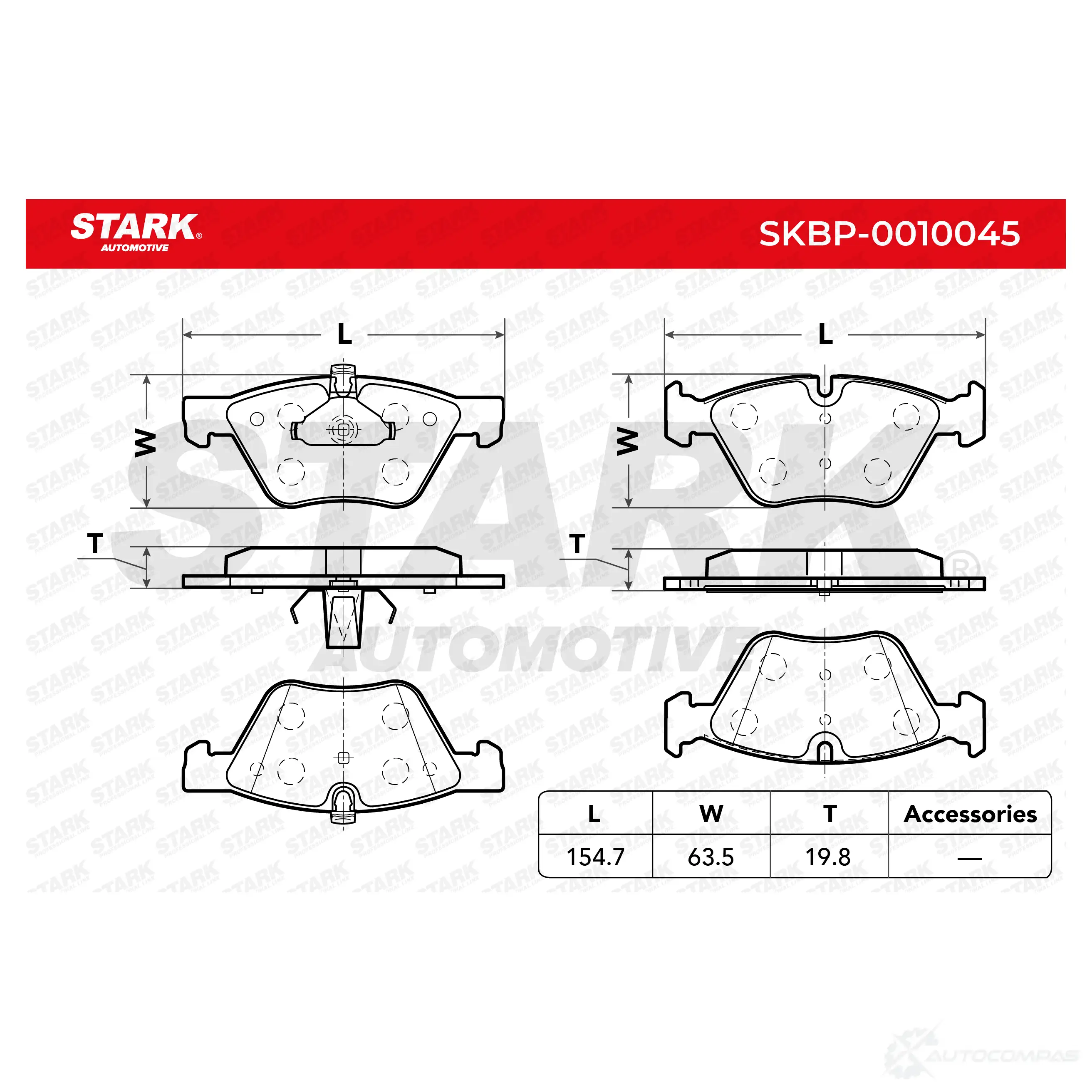 Тормозные колодки, комплект STARK skbp0010045 1437782482 9F4UV E изображение 1