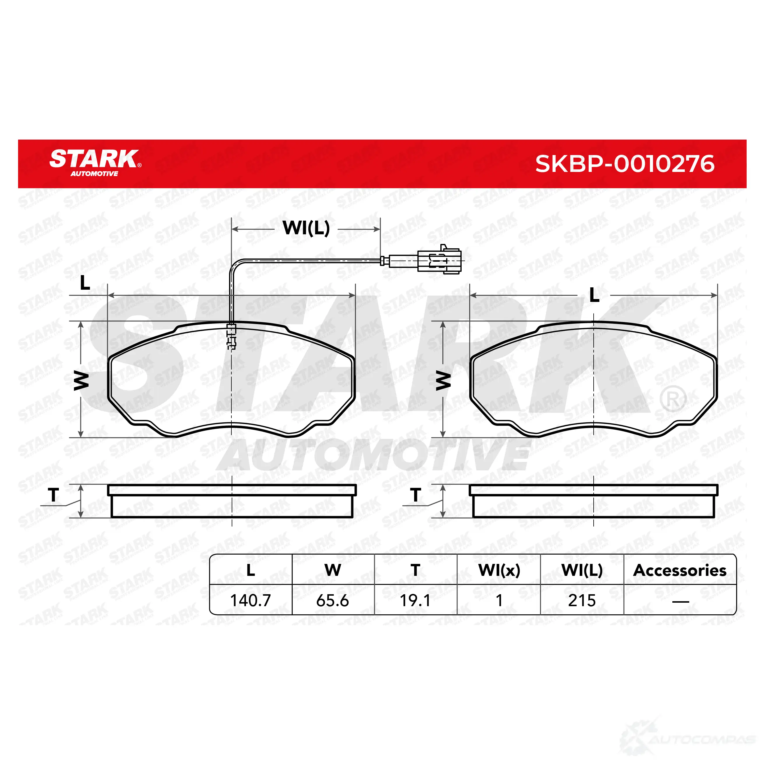 Тормозные колодки, комплект STARK 1437782950 skbp0010276 HP 3NCC изображение 1