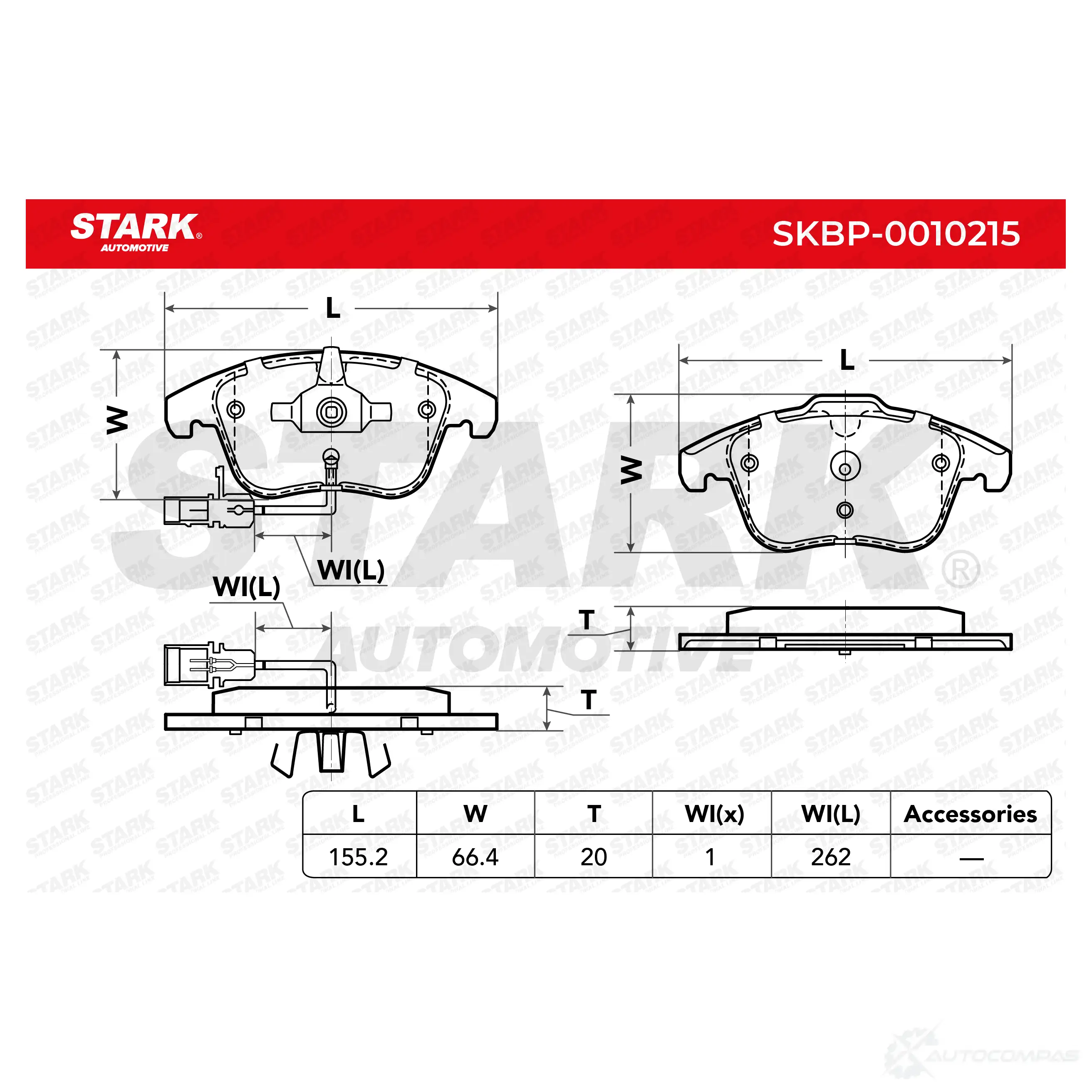 Тормозные колодки, комплект STARK W7FJ Q 1437782525 skbp0010215 изображение 2