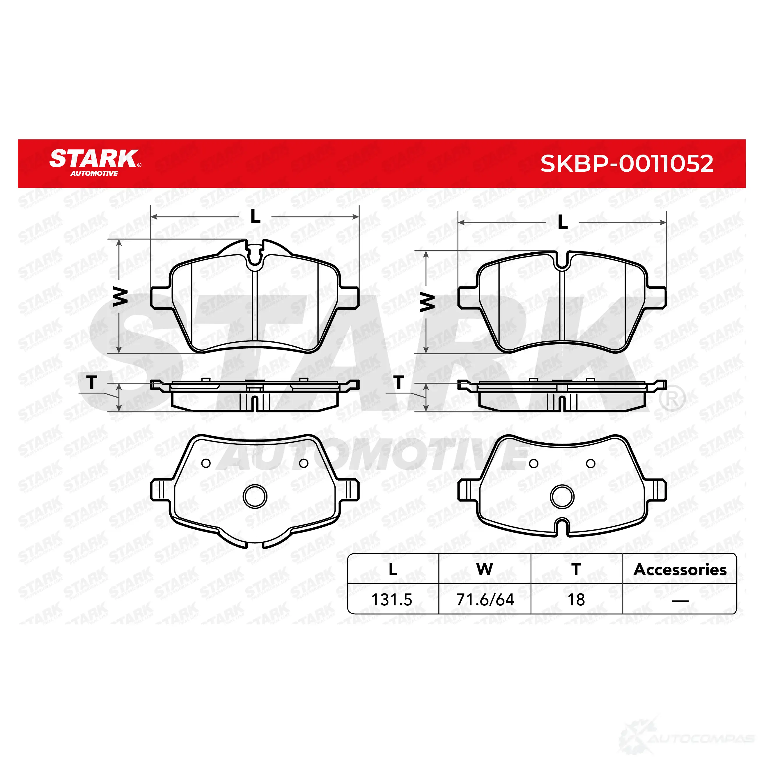Тормозные колодки, комплект STARK 1437781754 PD 57J skbp0011052 изображение 2