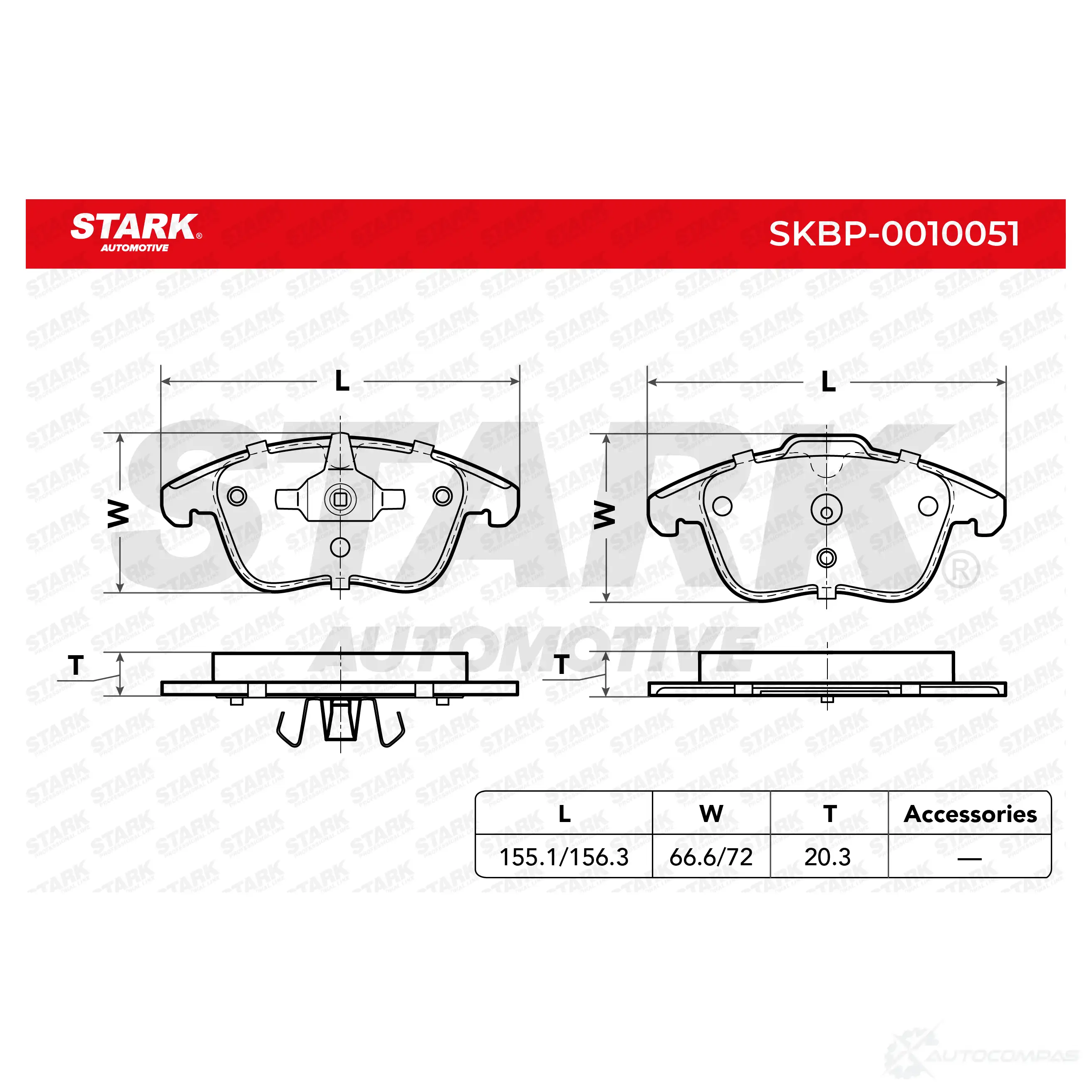 Тормозные колодки, комплект STARK skbp0010051 1437783217 OC 5LSTF изображение 1