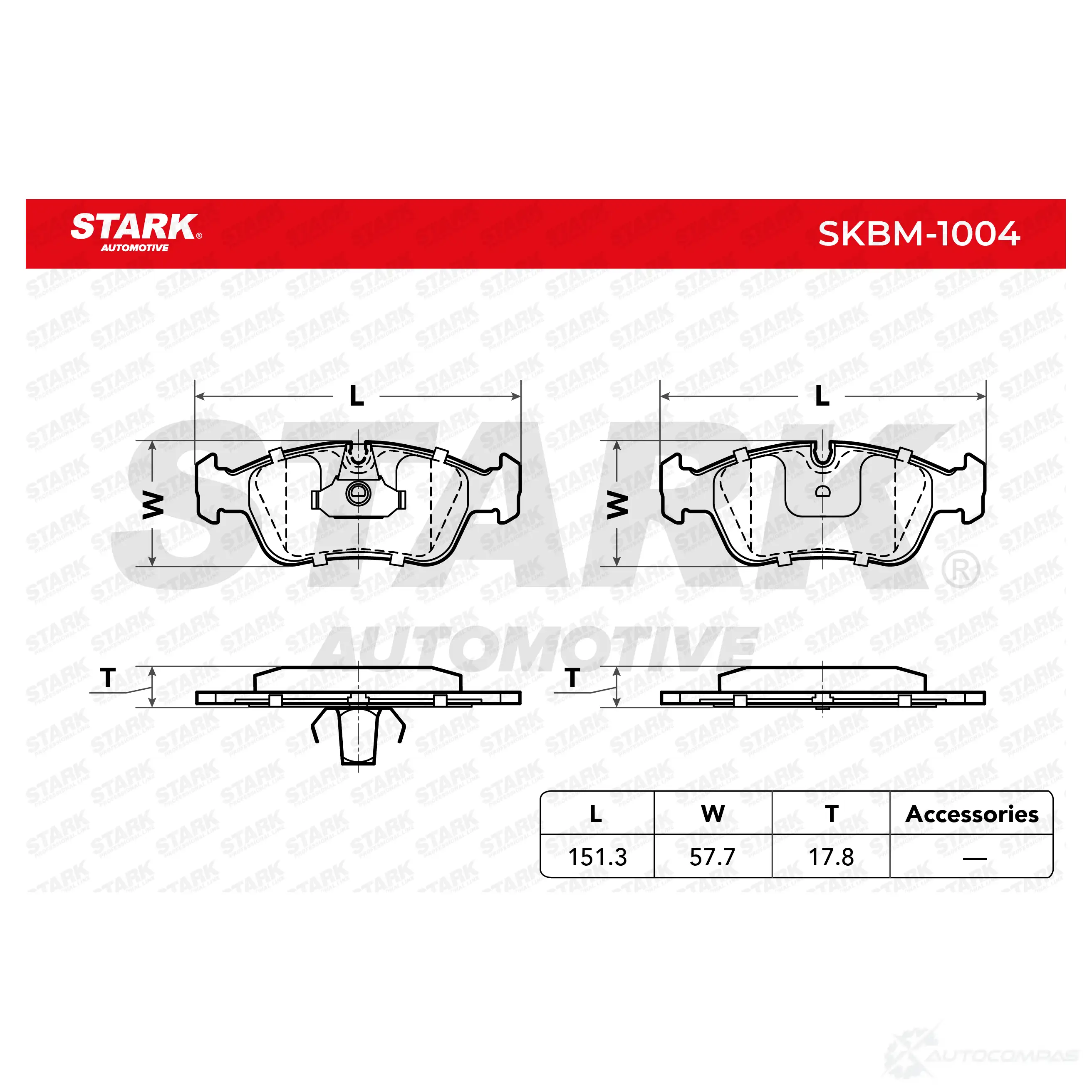Тормозные колодки, комплект STARK 3J 45K 1437781029 skbm1004 изображение 1