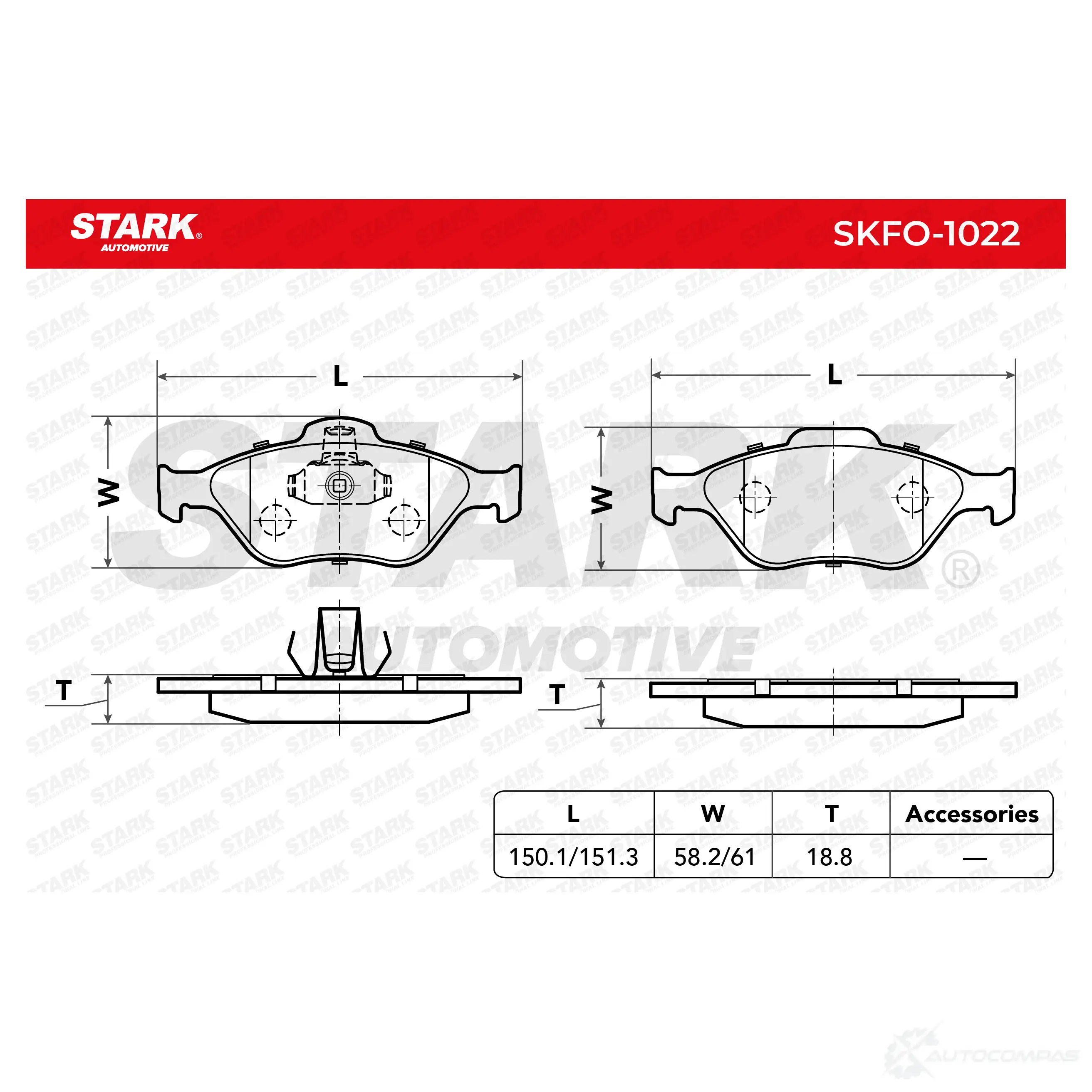 Тормозные колодки, комплект STARK 4K923 P 1437781284 skfo1022 изображение 1