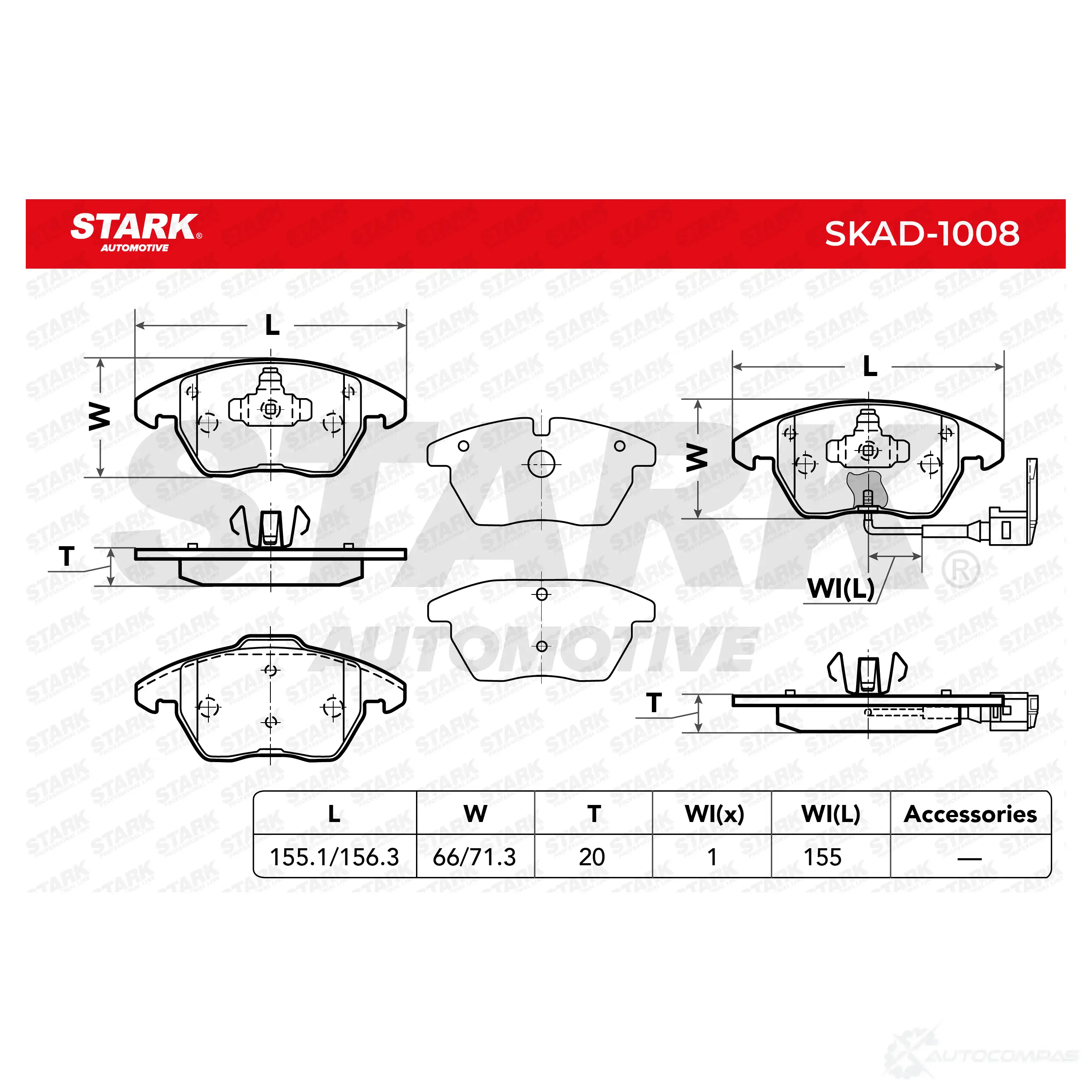 Тормозные колодки, комплект STARK skad1008 1437783371 ZUOW Z изображение 3