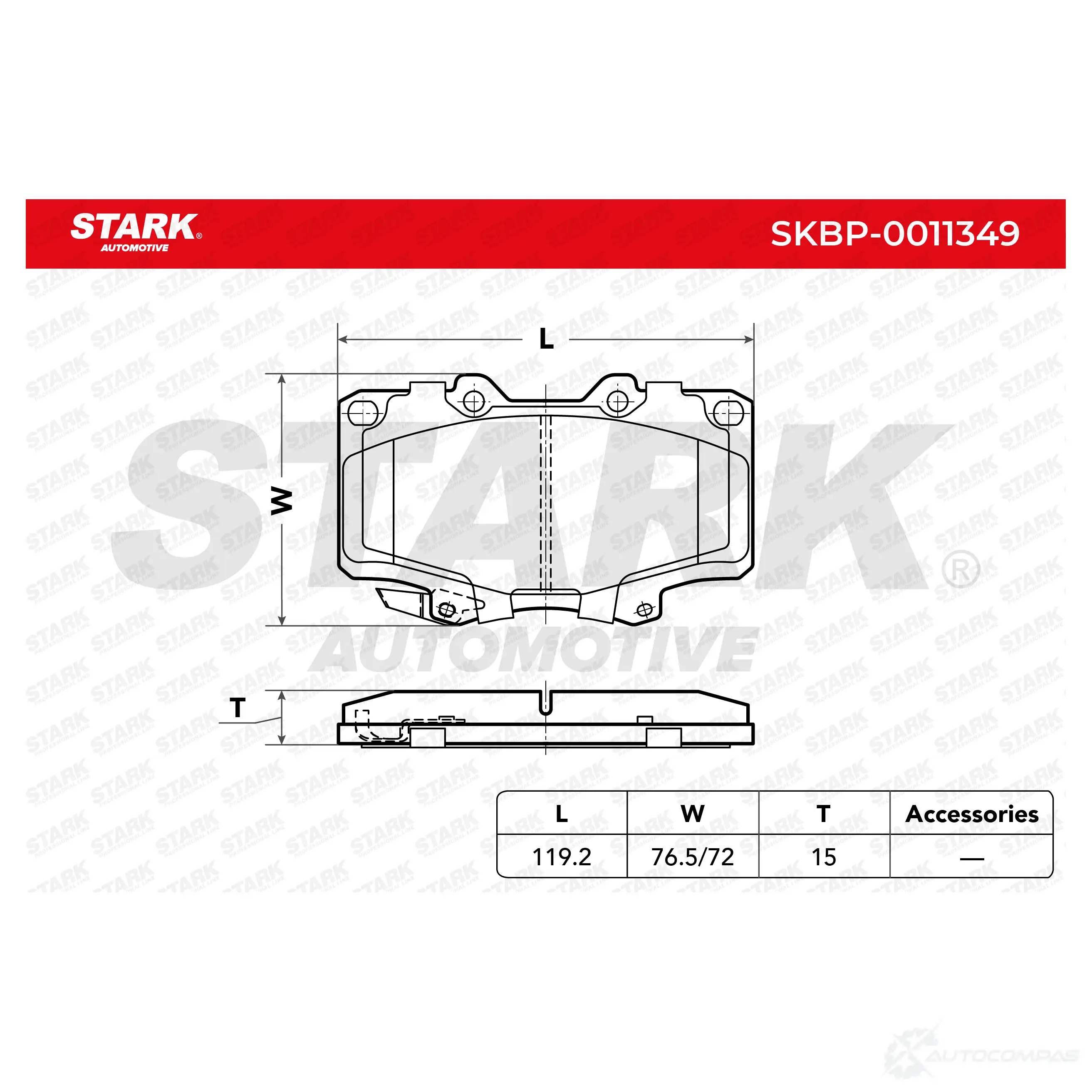 Тормозные колодки, комплект STARK skbp0011349 1437781630 Q TRHX8J изображение 1