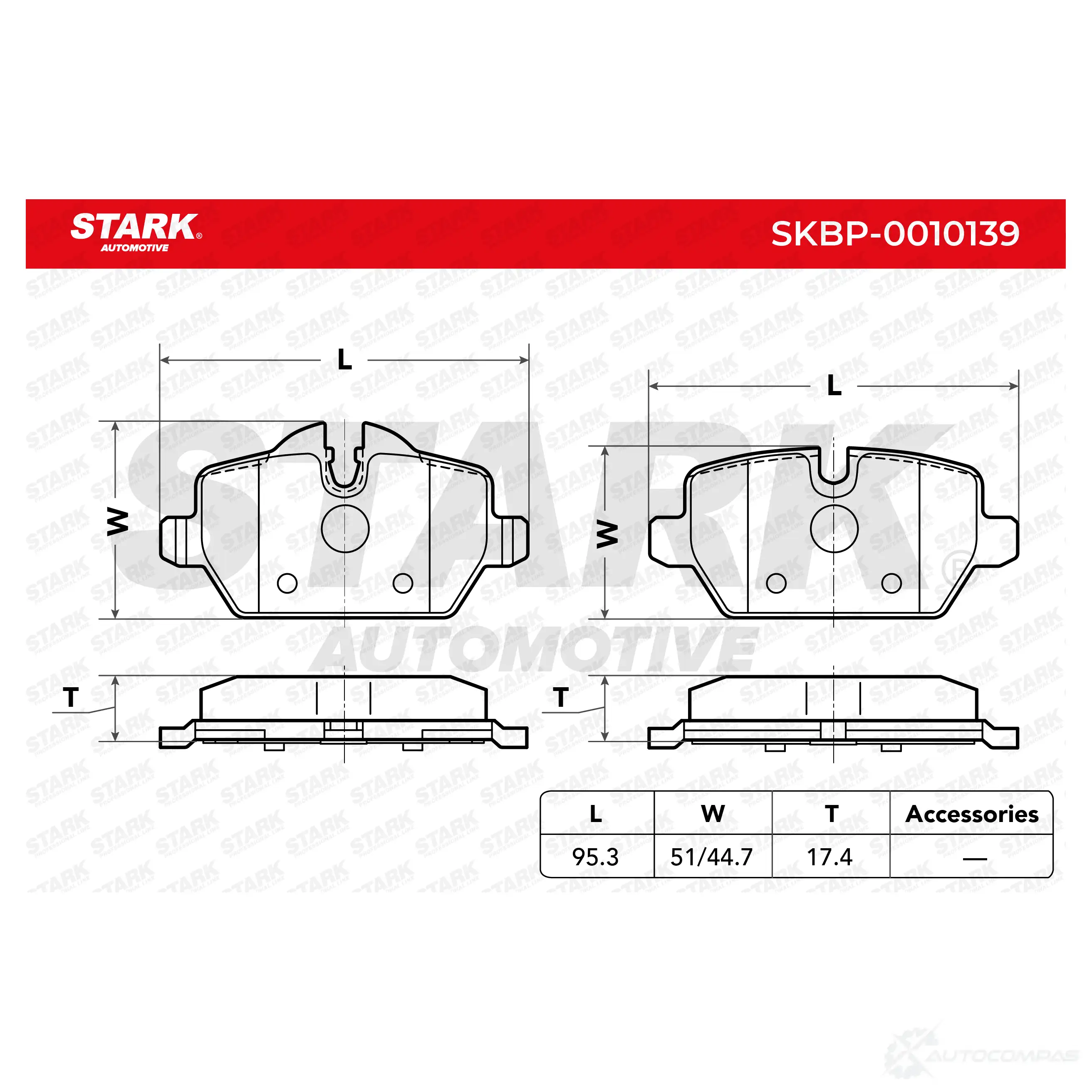 Тормозные колодки, комплект STARK 1437780160 skbp0010139 VPM7 Q изображение 0