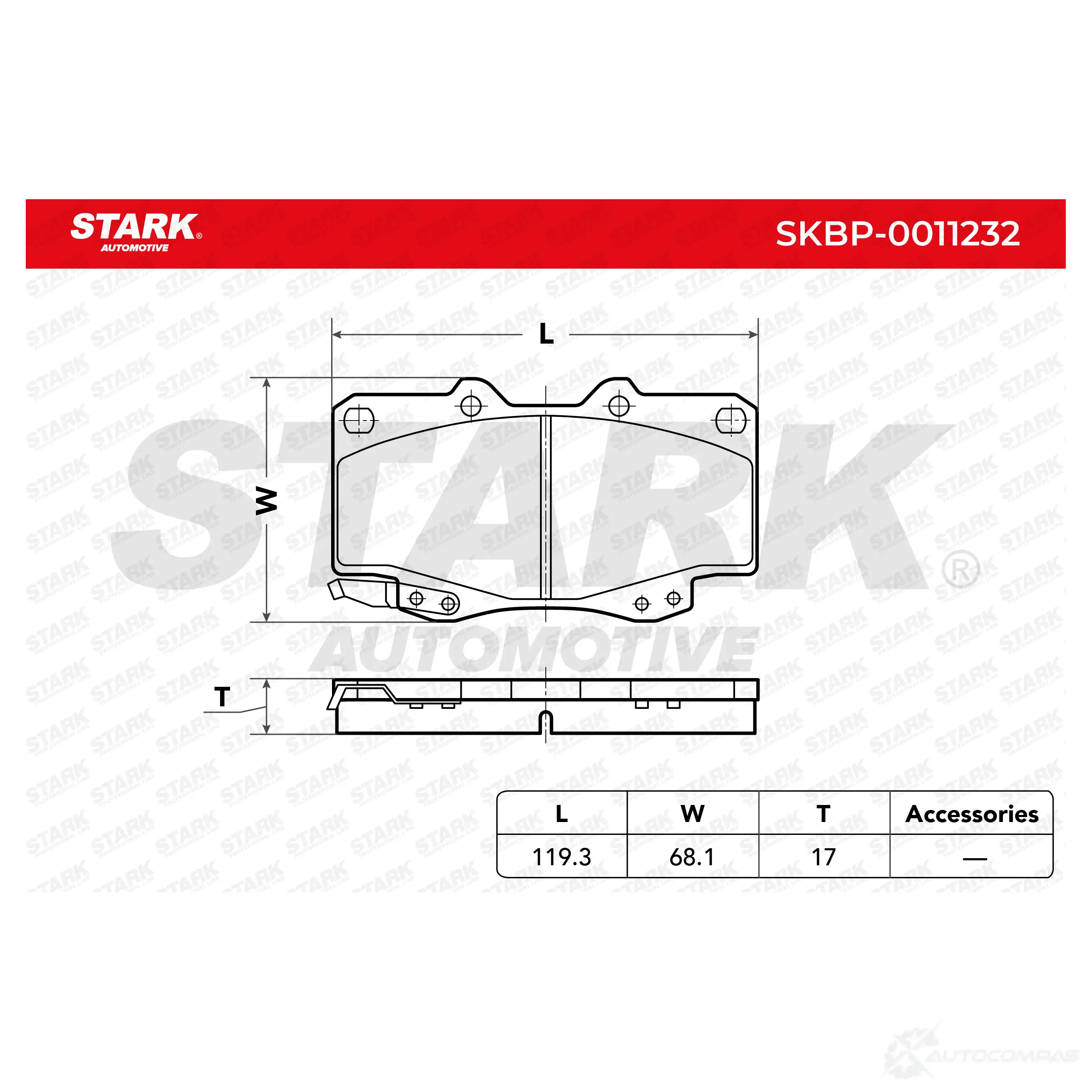 Тормозные колодки, комплект STARK 1437779326 skbp0011232 DJD OWCV изображение 1