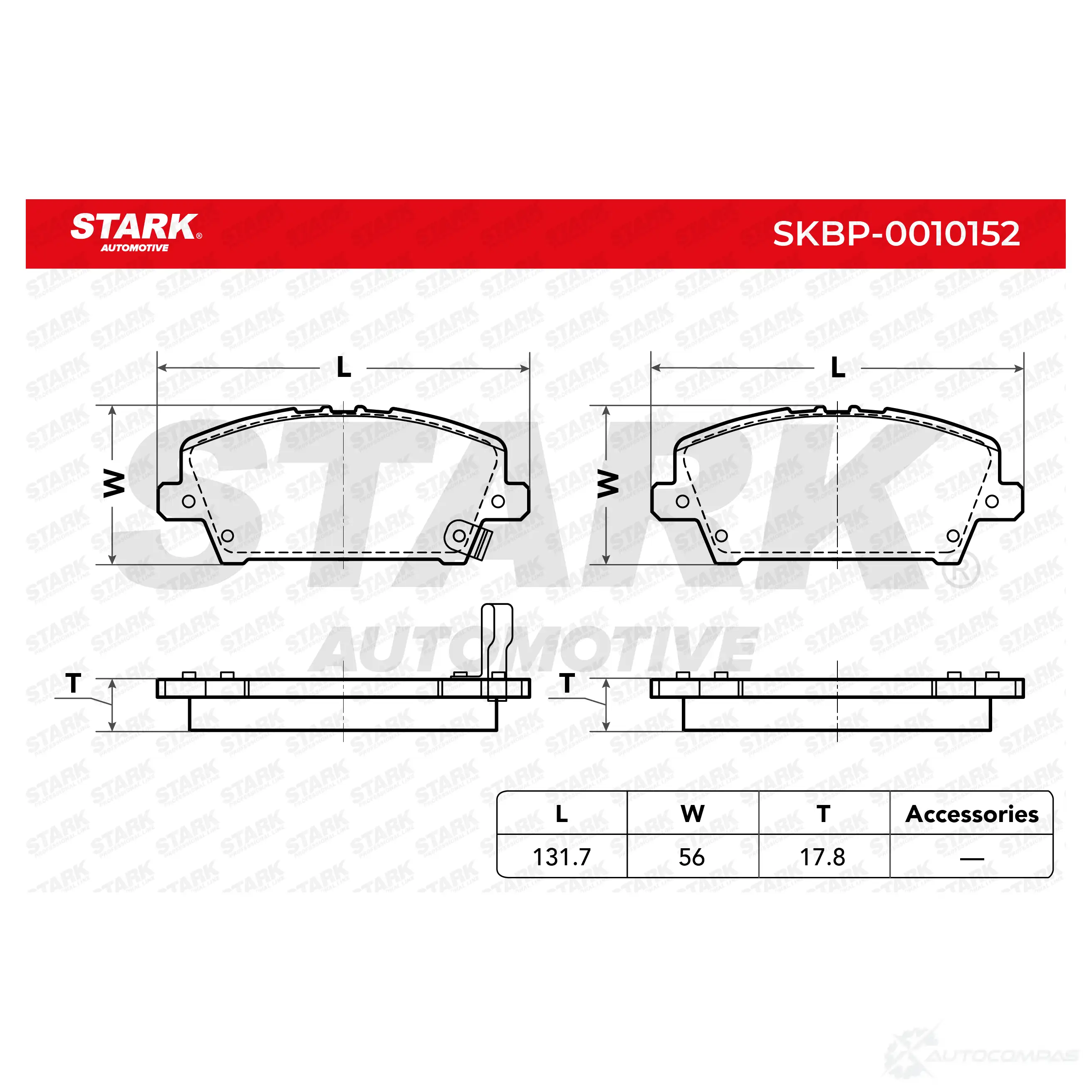 Тормозные колодки, комплект STARK 1437781662 skbp0010152 RA EI4 изображение 1
