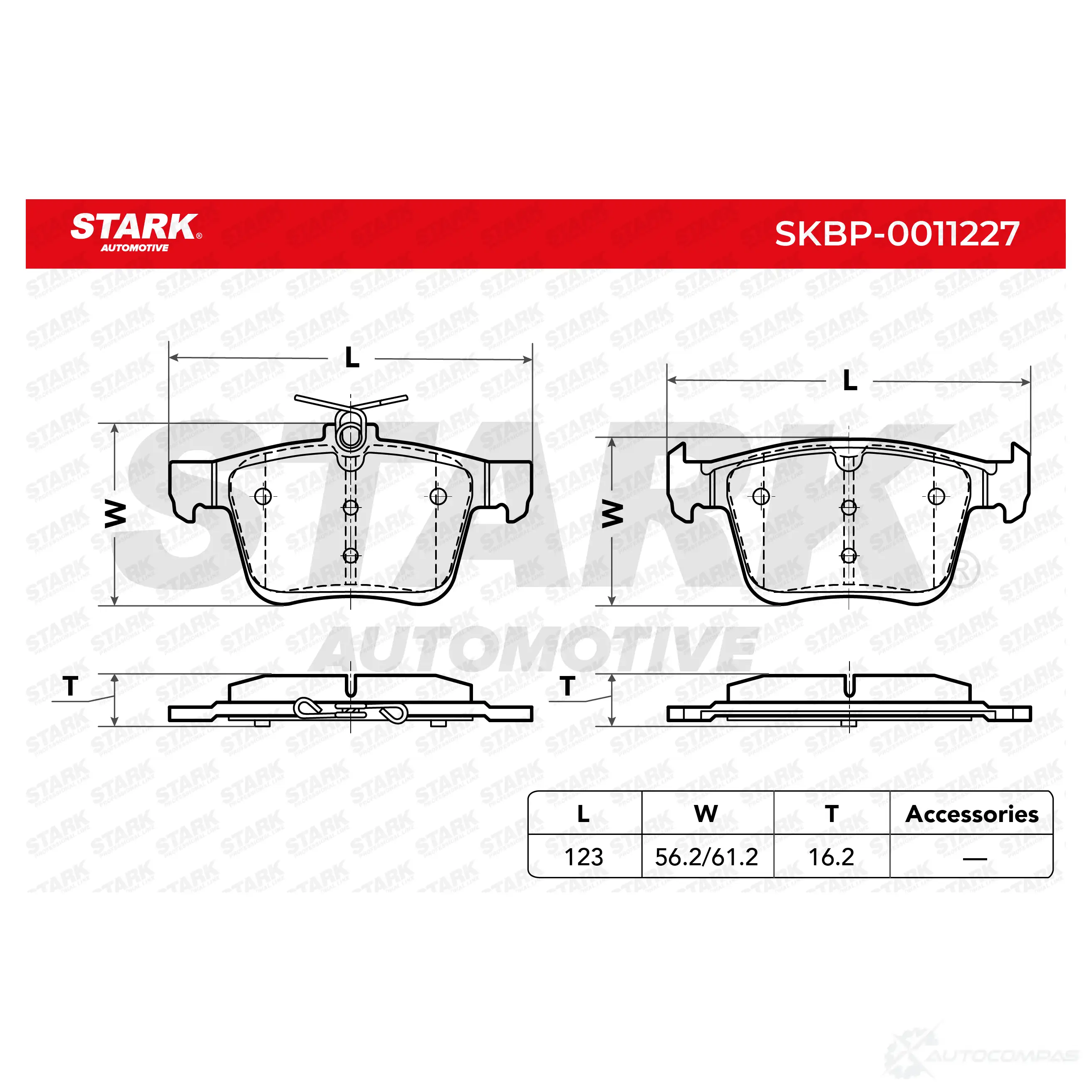 Тормозные колодки, комплект STARK skbp0011227 B 3CFC 1437778301 изображение 1