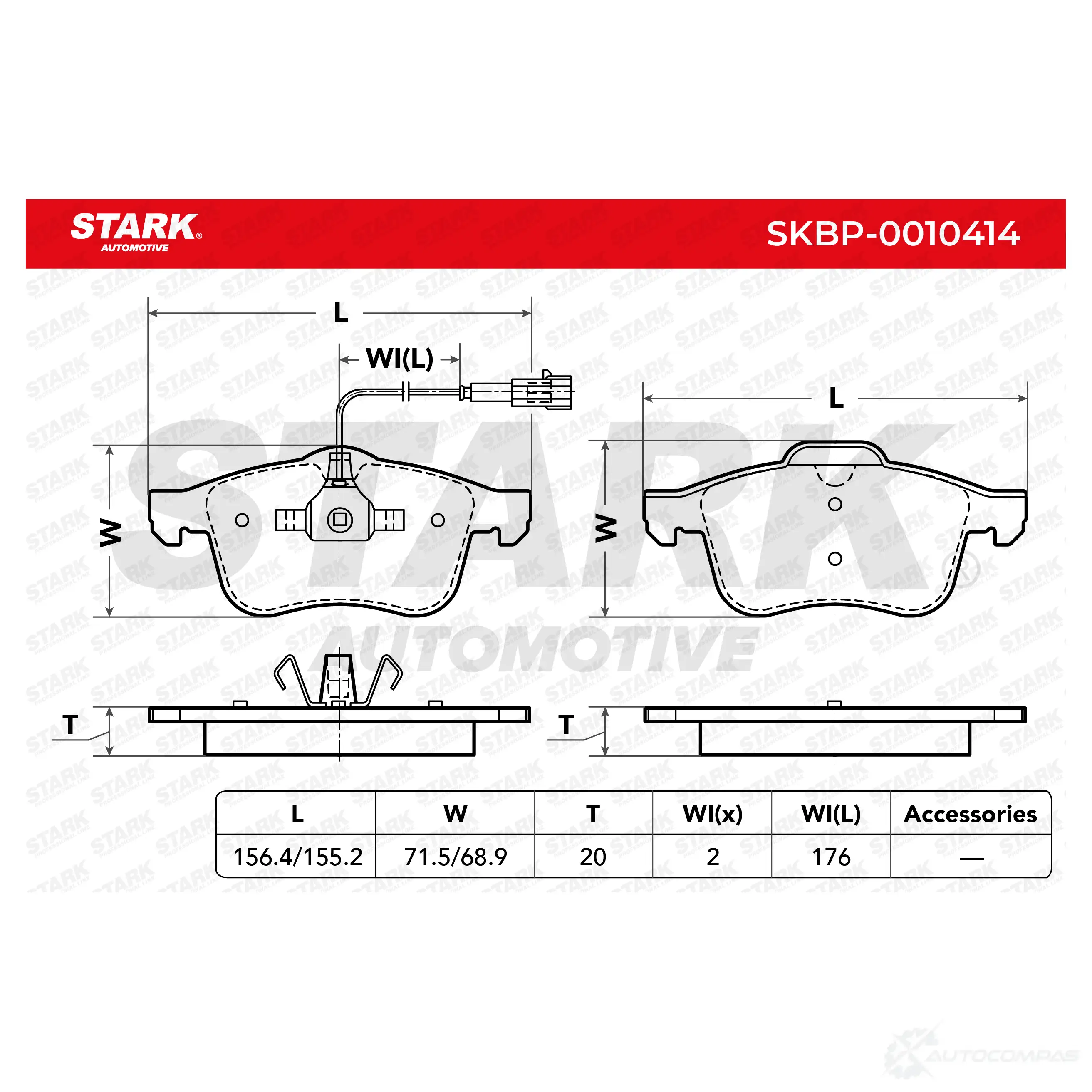 Тормозные колодки, комплект STARK skbp0010414 9V1K6 Y 1437782545 изображение 2