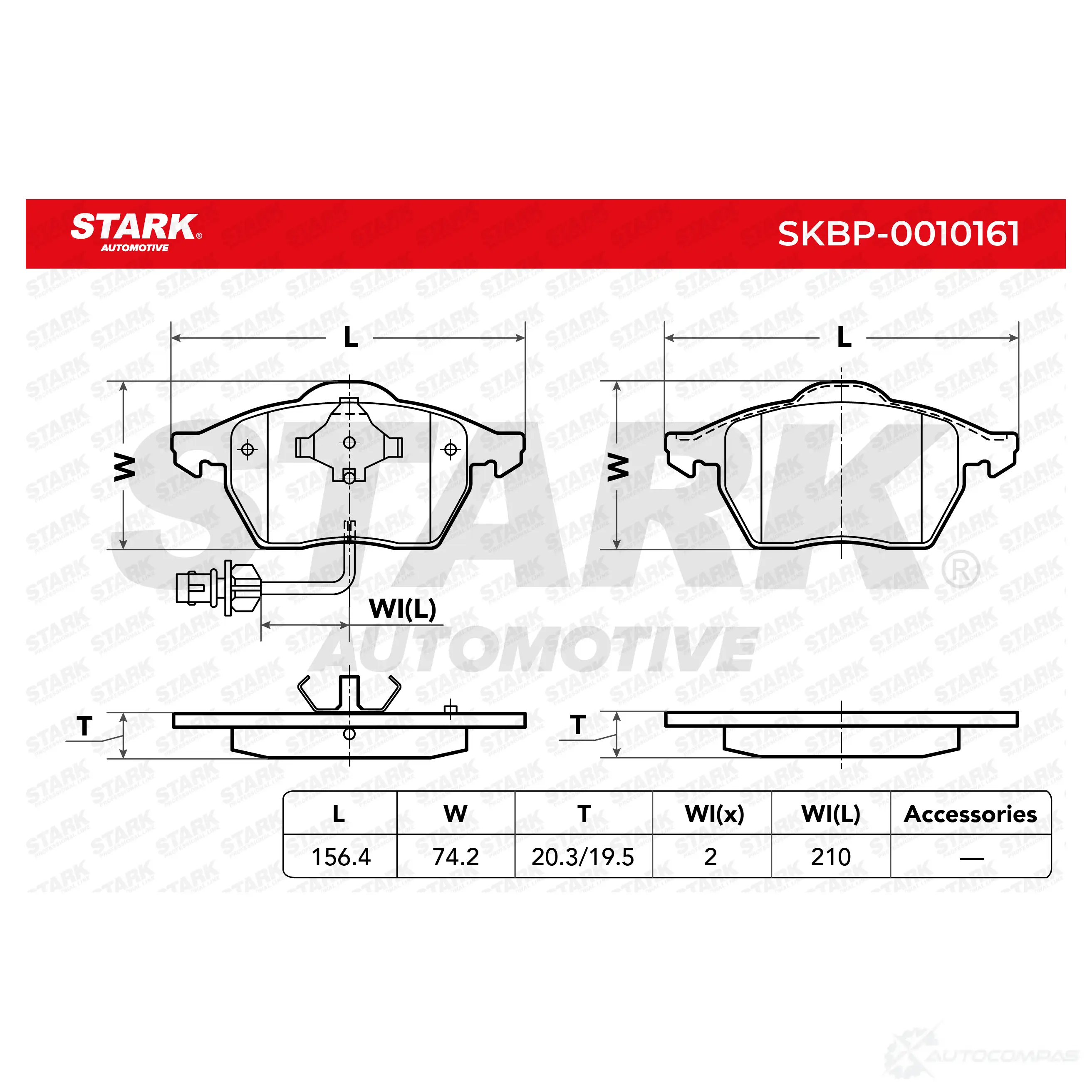 Тормозные колодки, комплект STARK UP3R1 A4 1437782827 skbp0010161 изображение 2