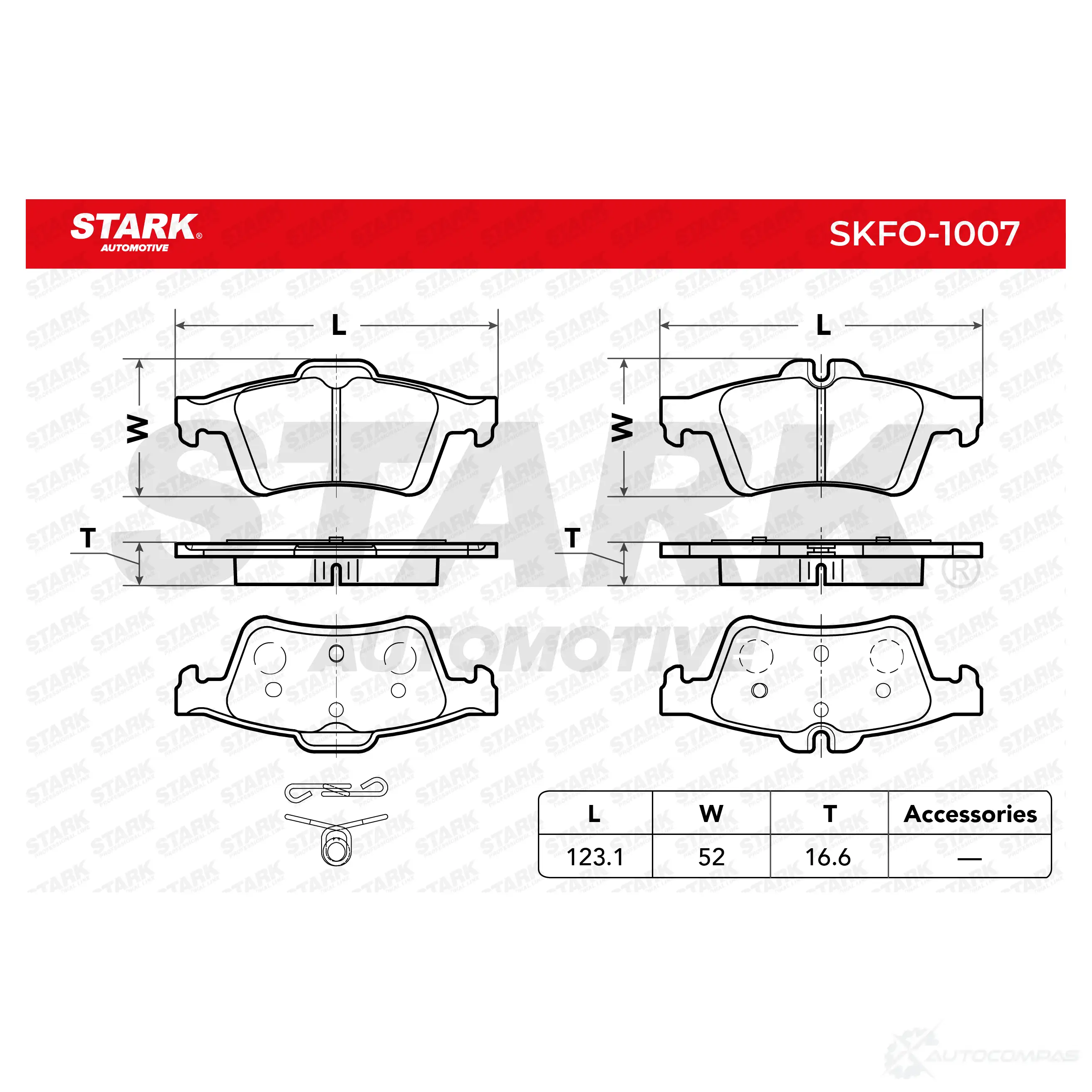 Тормозные колодки, комплект STARK skfo1007 1437776726 N9E FZVV изображение 3