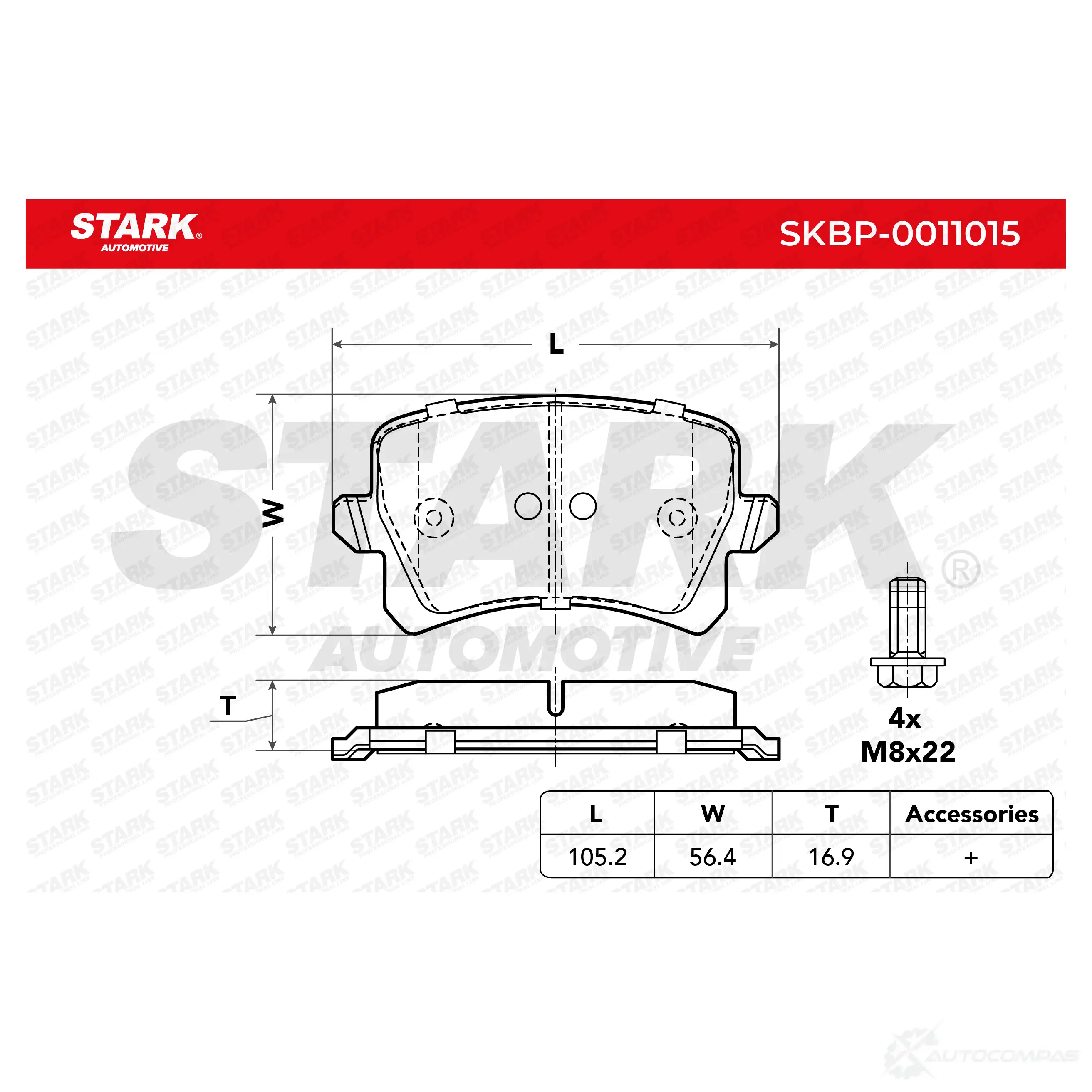 Тормозные колодки, комплект STARK skbp0011015 7 6WUW 1437780096 изображение 1