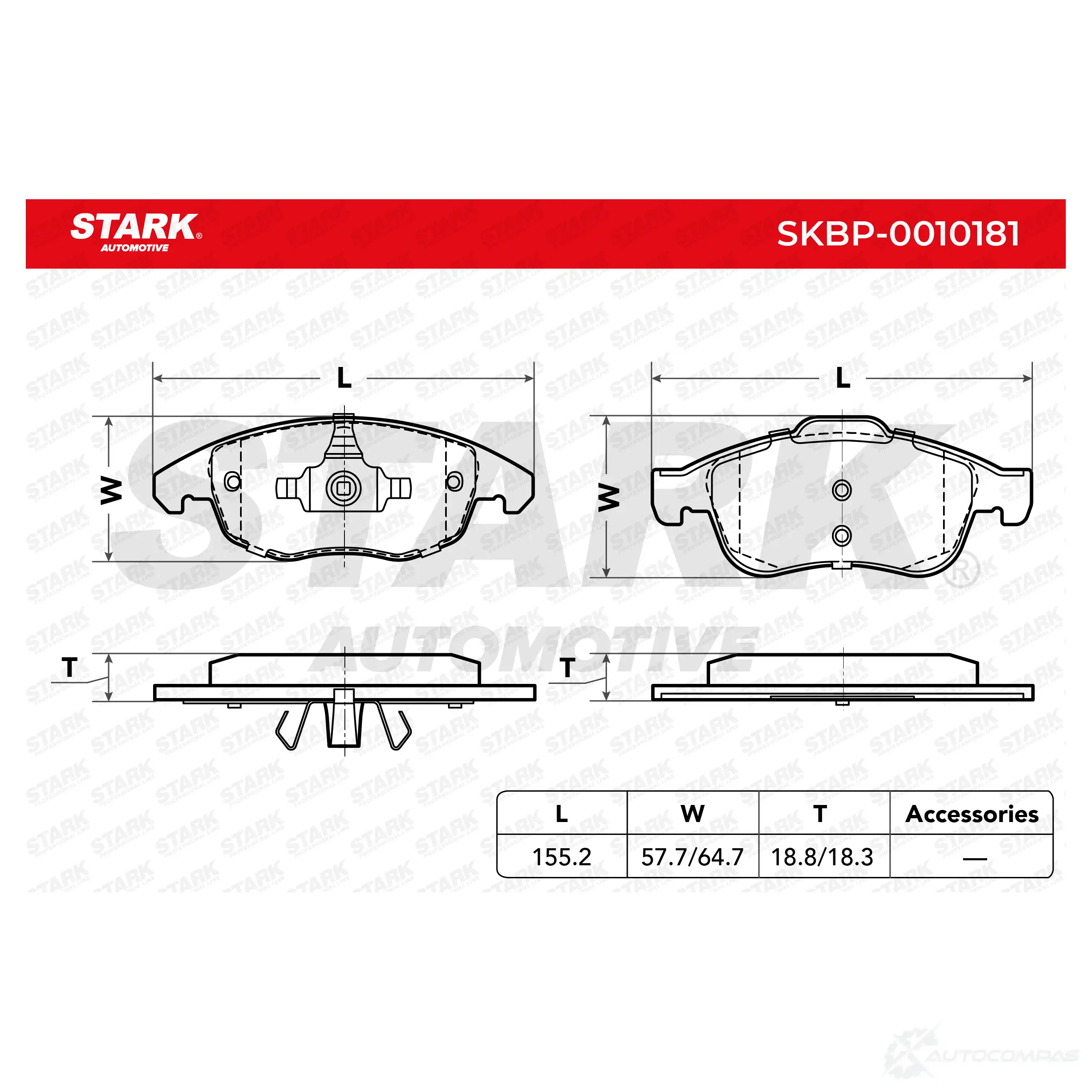 Тормозные колодки, комплект STARK skbp0010181 1437782088 T 25Z1X изображение 2
