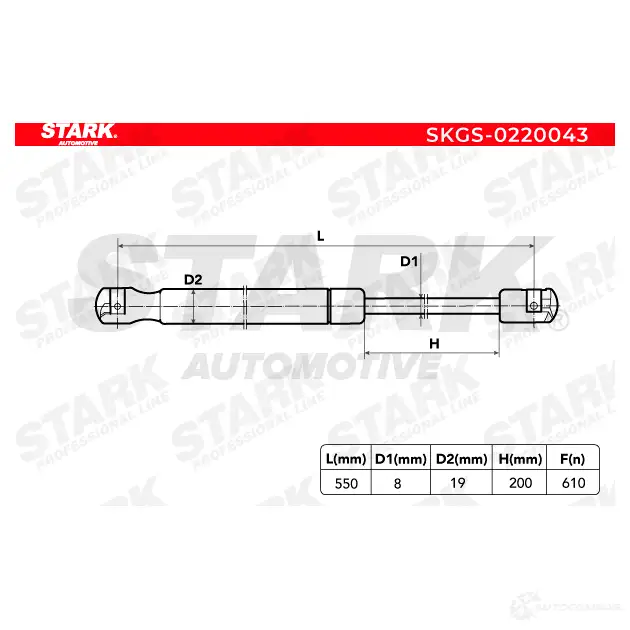 Амортизатор багажника, упор задней двери STARK 3 SD3XP 1437795053 skgs0220043 изображение 1