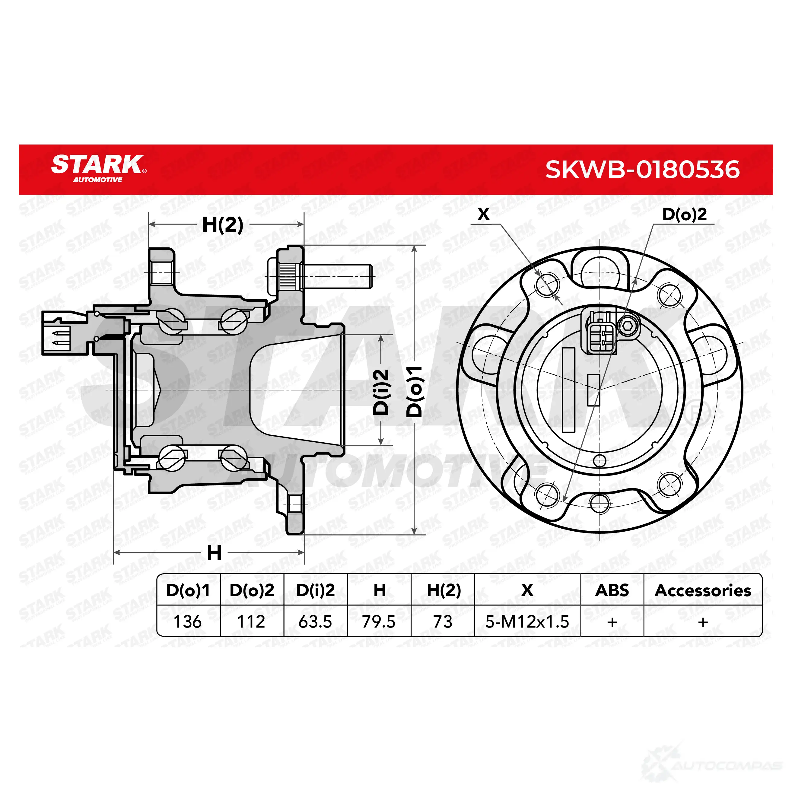 Подшипник ступицы колеса, комплект STARK skwb0180536 1438018321 OR5J27 C изображение 1
