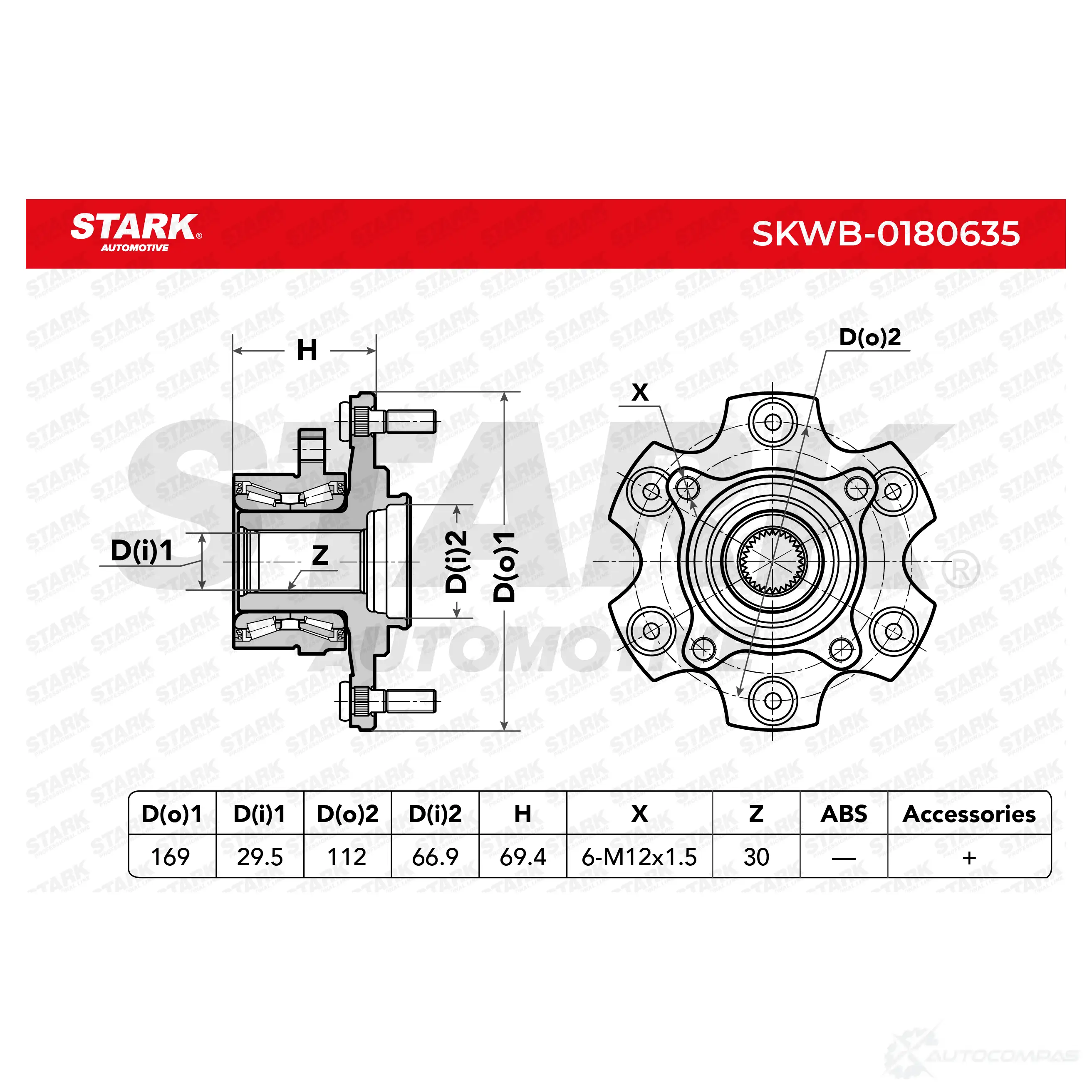 Подшипник ступицы колеса, комплект STARK skwb0180635 OE8CGS P 1438018303 изображение 1