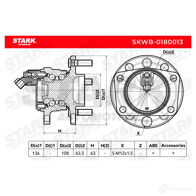 Подшипник ступицы колеса, комплект STARK PHQ TX 1438019000 skwb0180013 изображение 3