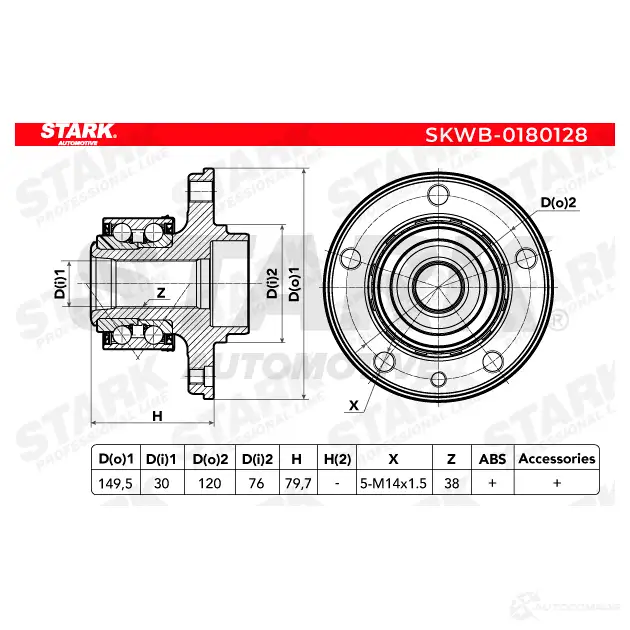 Подшипник ступицы колеса, комплект STARK QYTYK LI 1438019278 skwb0180128 изображение 6