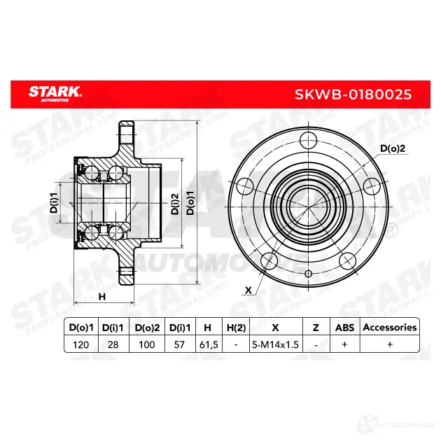 Подшипник ступицы колеса, комплект STARK skwb0180025 1438019198 21Y2 Y изображение 2