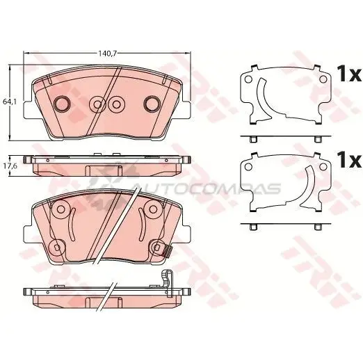 Тормозные колодки, комплект TRW gdb2253 20R N8ZL 1437237485
