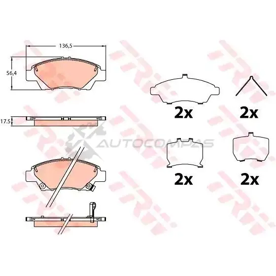 Тормозные колодки, комплект TRW gdb3643 1216928483 3322938331627 OK 8NM - Изображение 1
