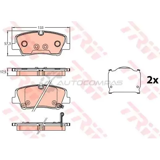 Тормозные колодки, комплект TRW WZ4D5L 2237 0 gdb3646 1193968251 - Изображение 1
