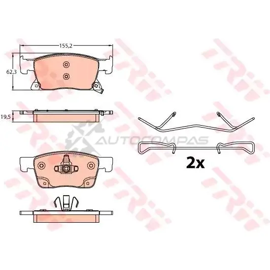 Тормозные колодки, комплект TRW 1528756 IK2VXQ gdb2139 2 2345 изображение 2