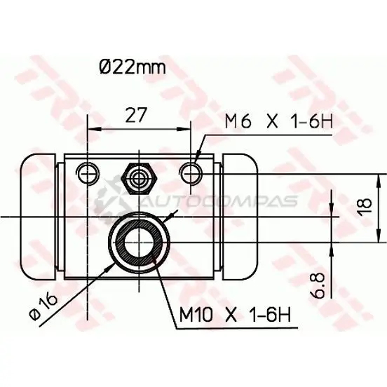 Рабочий тормозной цилиндр TRW 1522524 3322937288267 3M 5IK bwh394 изображение 1