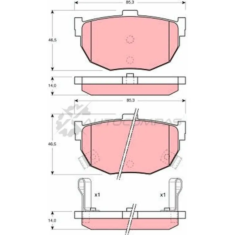 Тормозные колодки, комплект TRW 9SQJLBN gdb1010 215 53 1527561 изображение 0