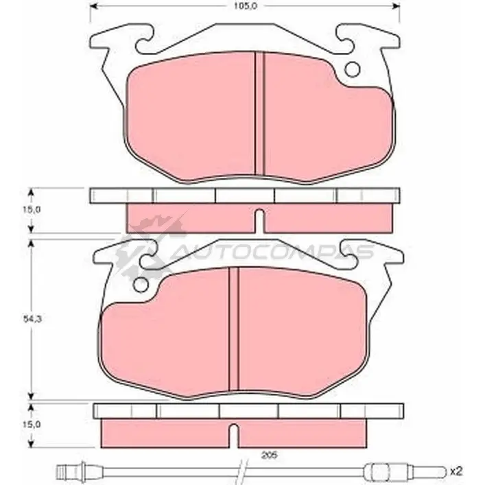 Тормозные колодки, комплект TRW M6A0W 209 05 gdb1079 1527628