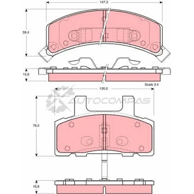 Тормозные колодки, комплект TRW SQ3U LCF 1527800 3322937141357 gdb1273