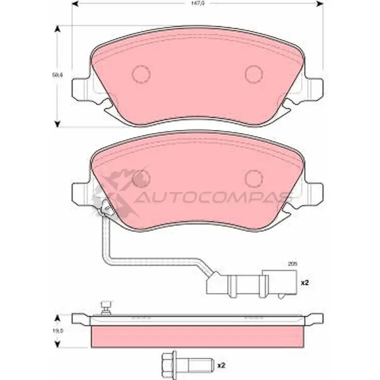 Тормозные колодки, комплект TRW OOWXE7 1528047 23 761 gdb1489