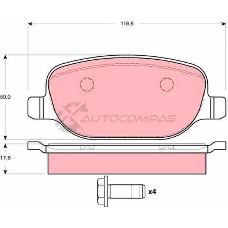 Тормозные колодки, комплект TRW 9F5Z4R 23 760 gdb1490 1528049