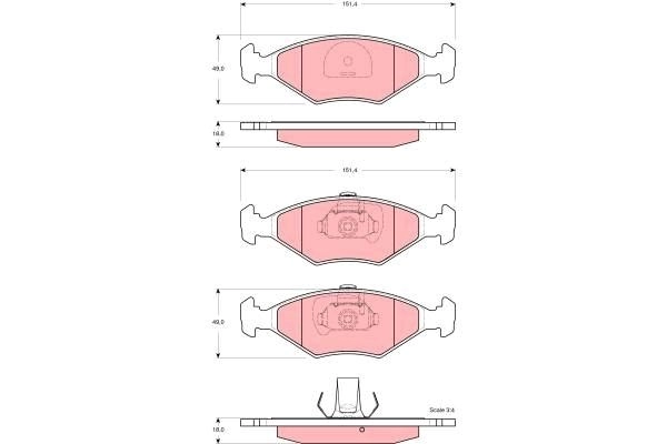 Тормозные колодки дисковые, комплект TRW GDB1533AT 1439901289 R 97RA