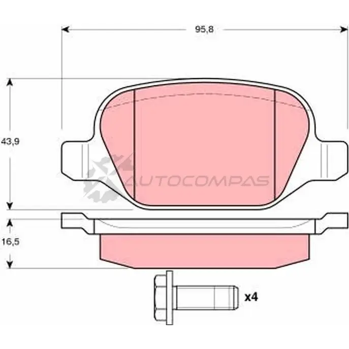 Тормозные колодки, комплект TRW 2 3517 23601 1528188 gdb1604