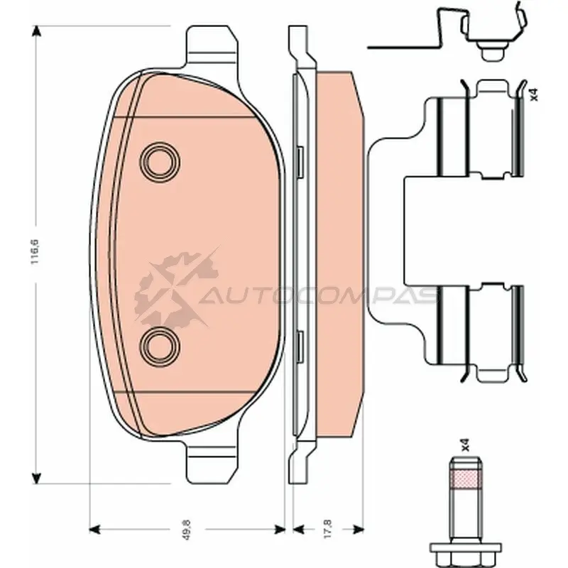 Тормозные колодки, комплект TRW gdb1650 1528246 23811 23 760