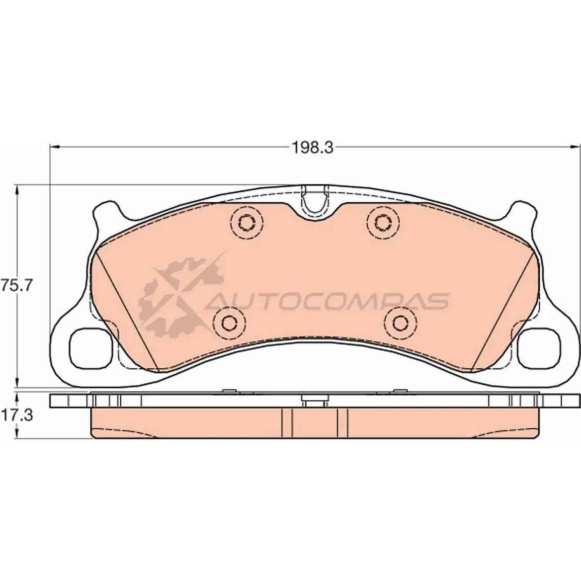 Тормозные колодки, комплект TRW B167VM 250 03 gdb2057 1528682